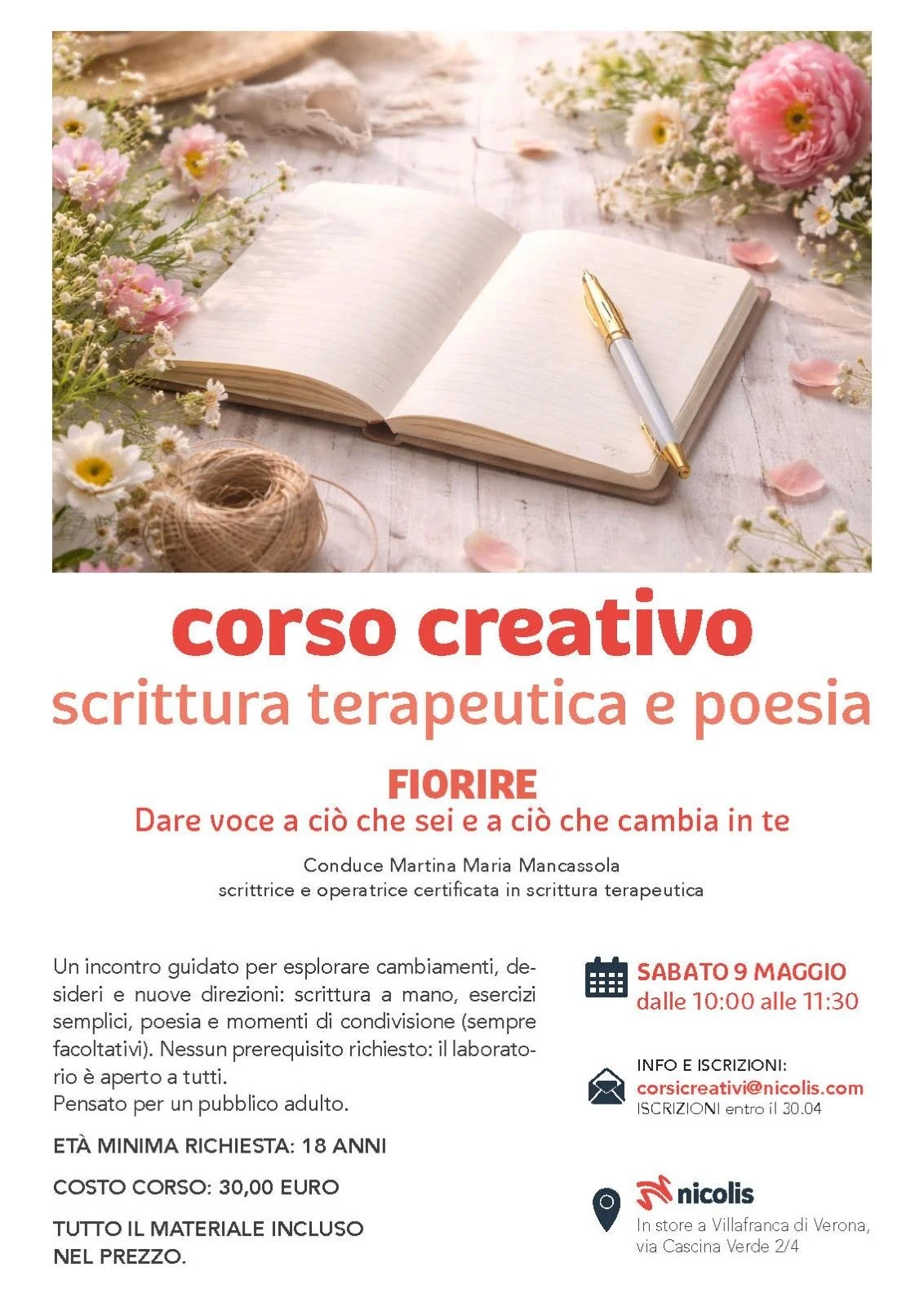 Fiorire – laboratorio di scrittura e poesia per adulti a Villafranca di Verona
