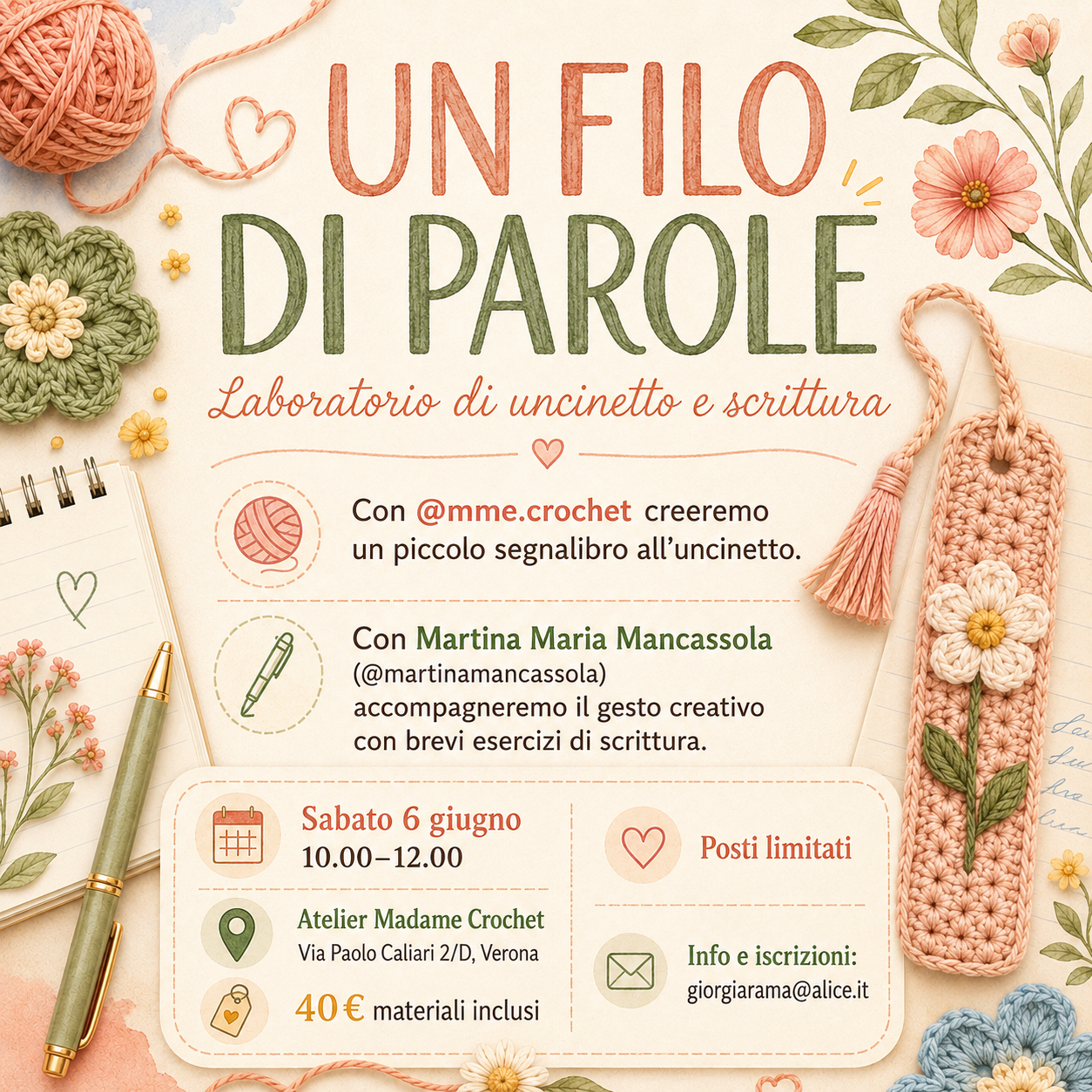 Un filo di parole: laboratorio di uncinetto e scrittura a Verona
