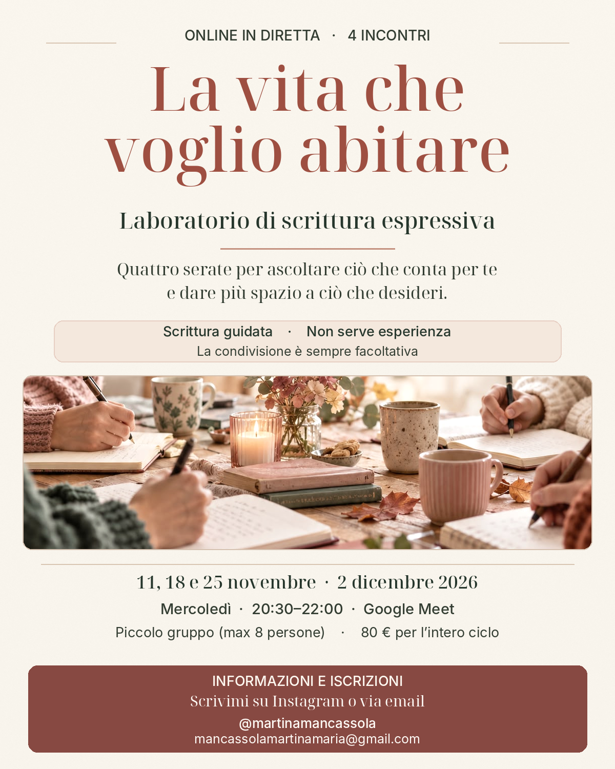 La vita che voglio abitare — percorso online in 4 incontri