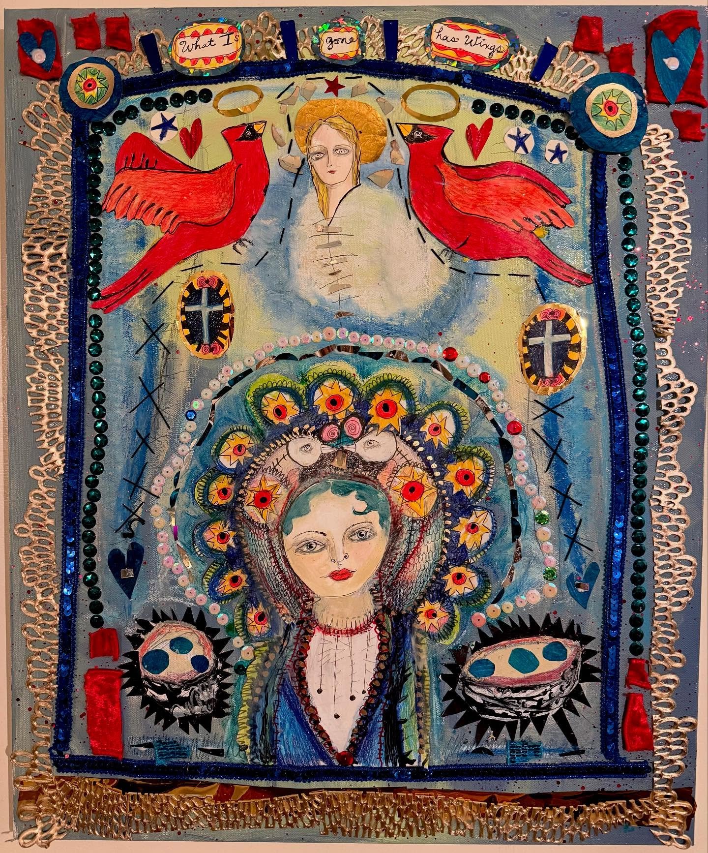 &ldquo;What Is Gone Has Wings.&rdquo;

#birdfeeder #art #mixedmediaartist #cardinal