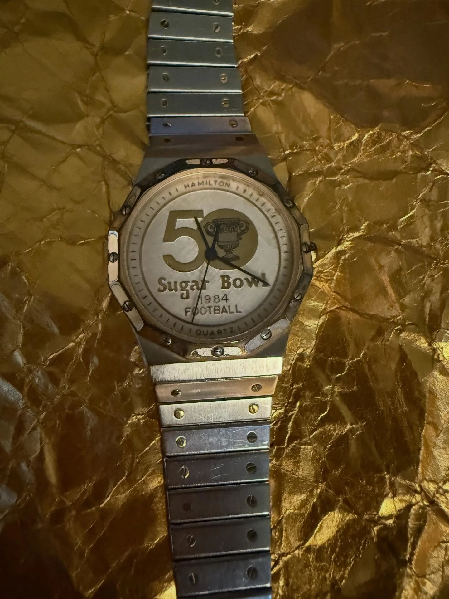 Last night&rsquo;s game hit hard on an emotional level. So dang joyful. Had to find daddy&rsquo;s Sugar Bowl watch from 1984. Auburn beat Michigan, with the help of Bo Jackson.