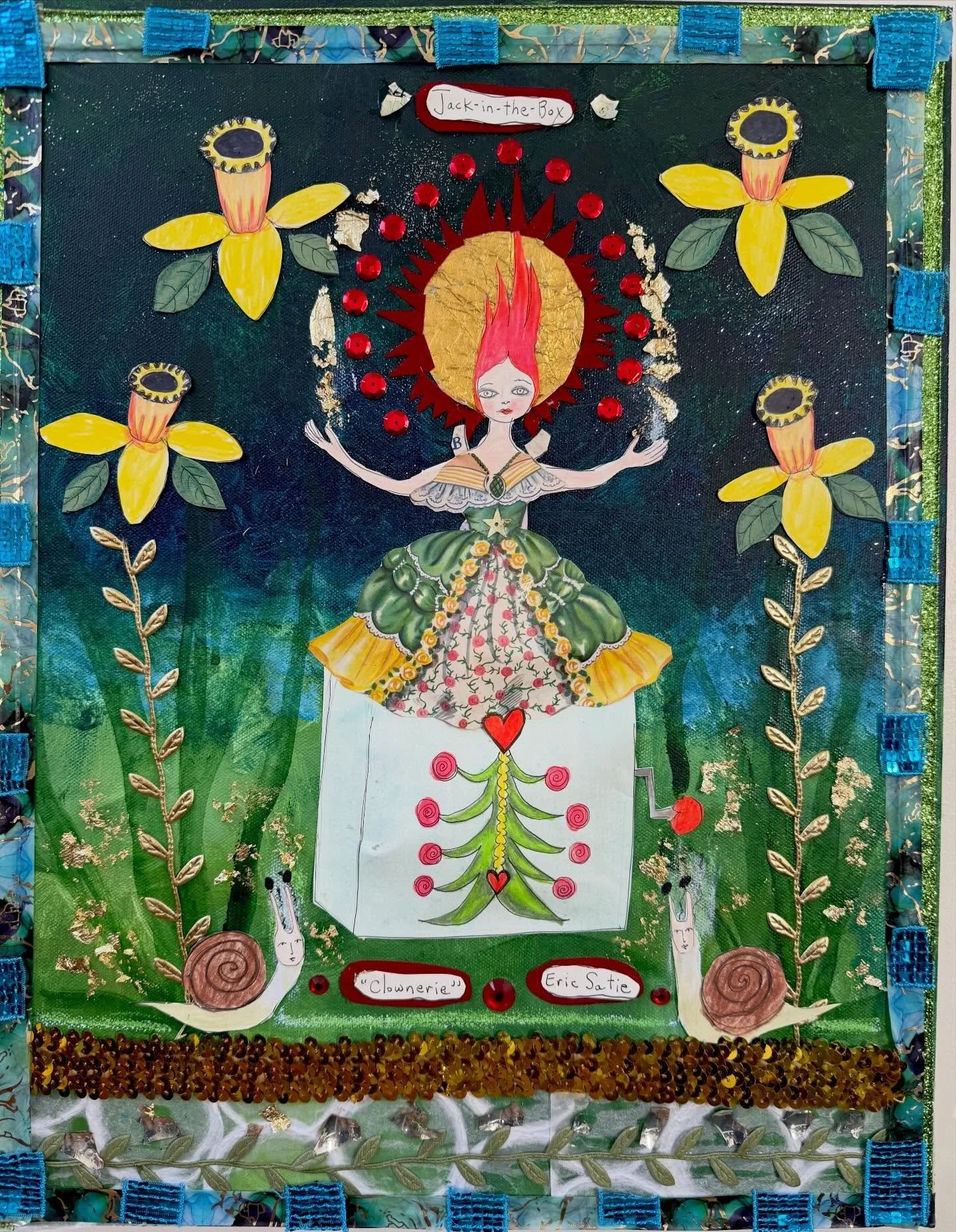 In an effort to move away from the more serious Russian influences on this show, &ldquo;Riot of Spring,&rdquo; I decided to think about the goofiness of the springs in a Jack in a box.  The yellow harbingers of spring, daffodils, also spring up from 