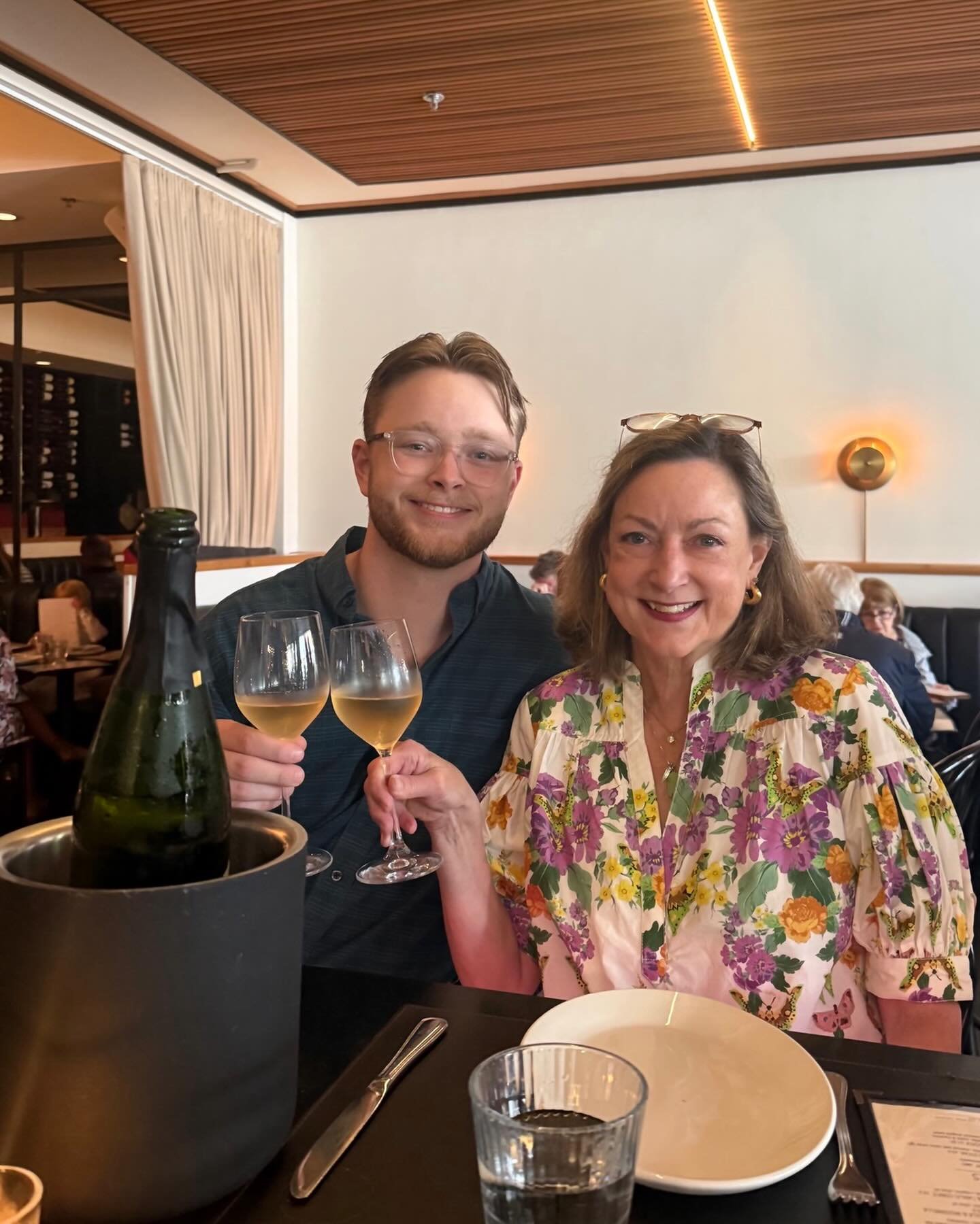 @jess_edge treated me to supper @eat_saint_leo and @johntedge surprised us with delicious champagne. I spent the afternoon sorting through photos of Jess from when he was born to graduating high school. I&rsquo;m putting about a trillion of them in a