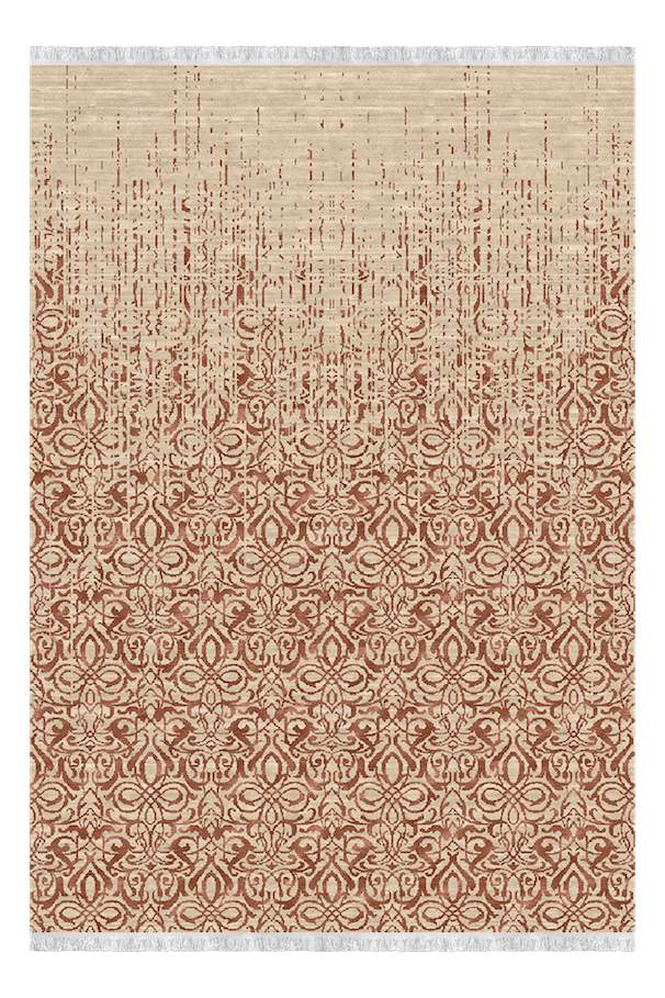 Detail view of Kahhal Looms Retro Classics Collection luxury carpet design