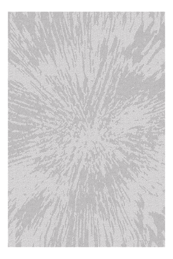 Close-up of a textured light-colored fabric or paper with a starburst or firework pattern in gray.