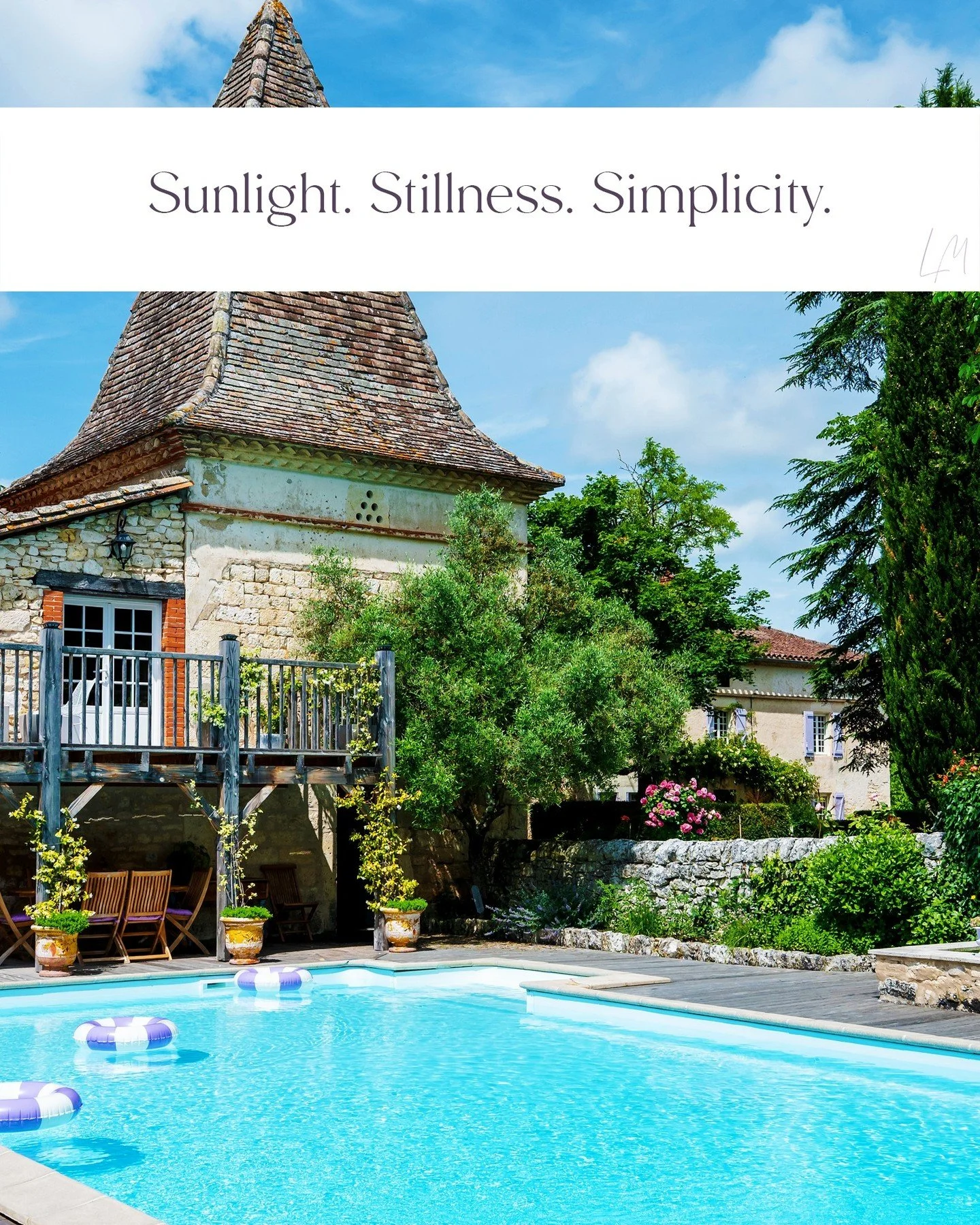 Midday drifts by with the scent of lavender and the sound of water meeting stone.

Whether you&rsquo;re floating under the sun or sipping ros&eacute; in the shade, the pool at Les Manibelles is where summer softens and slows.

✨ Slip into serenity. 
