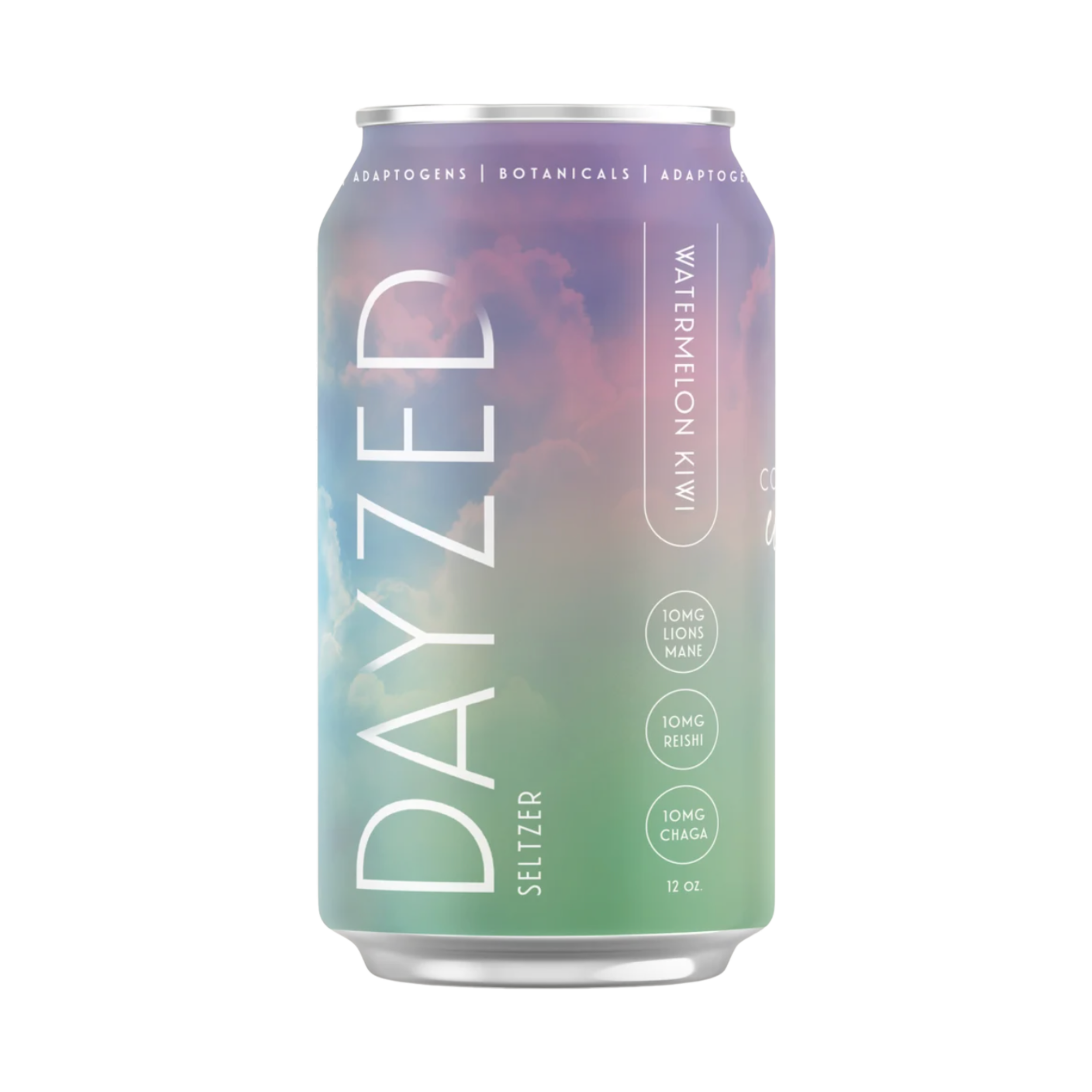 Explore DAYZED Watermelon Kiwi functional seltzers: a refreshing non-alcoholic social tonic infused with botanicals, & adaptogens. - crafted with mountain water. 
