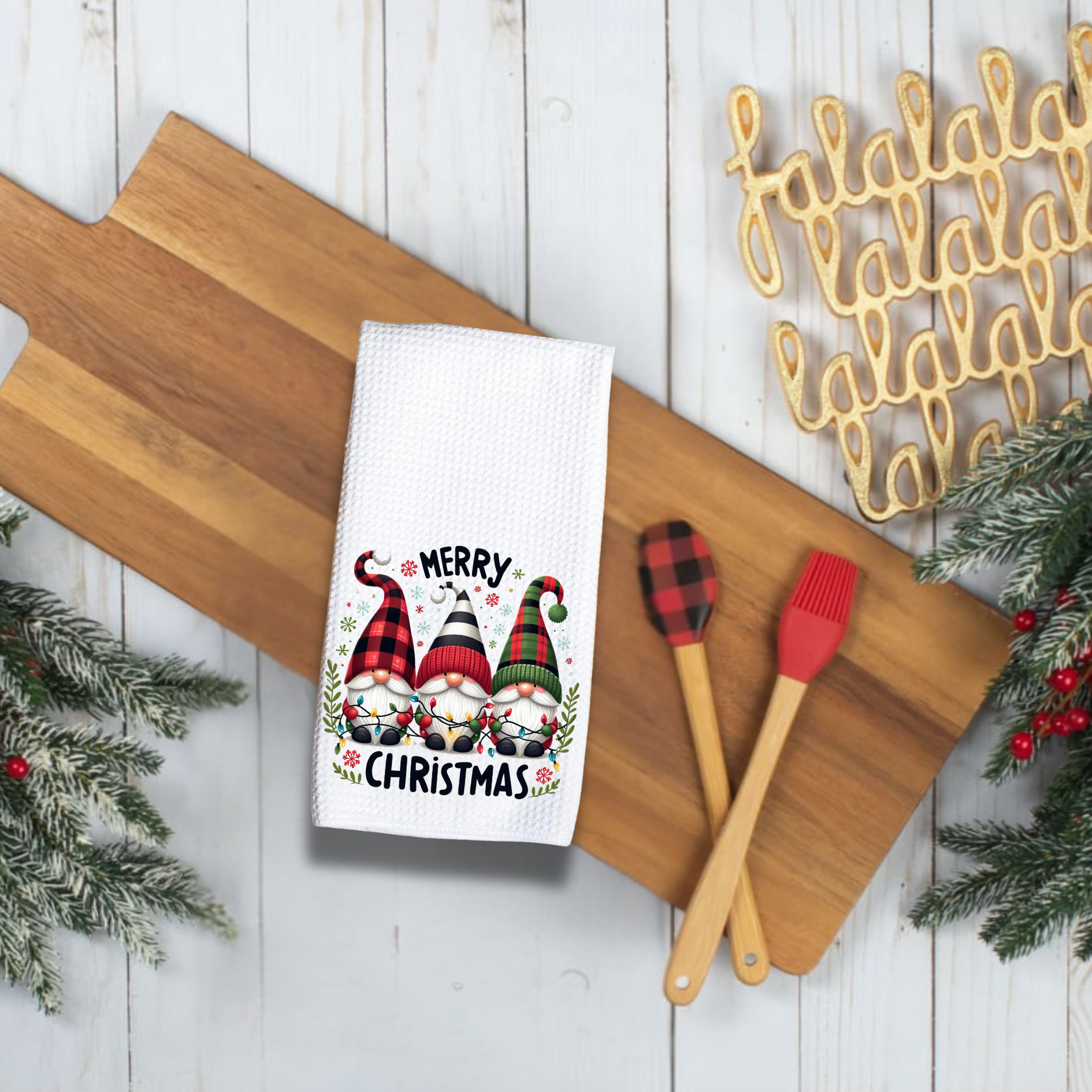 Whimsical Gnome Kitchen Towel – Perfect Christmas Gift