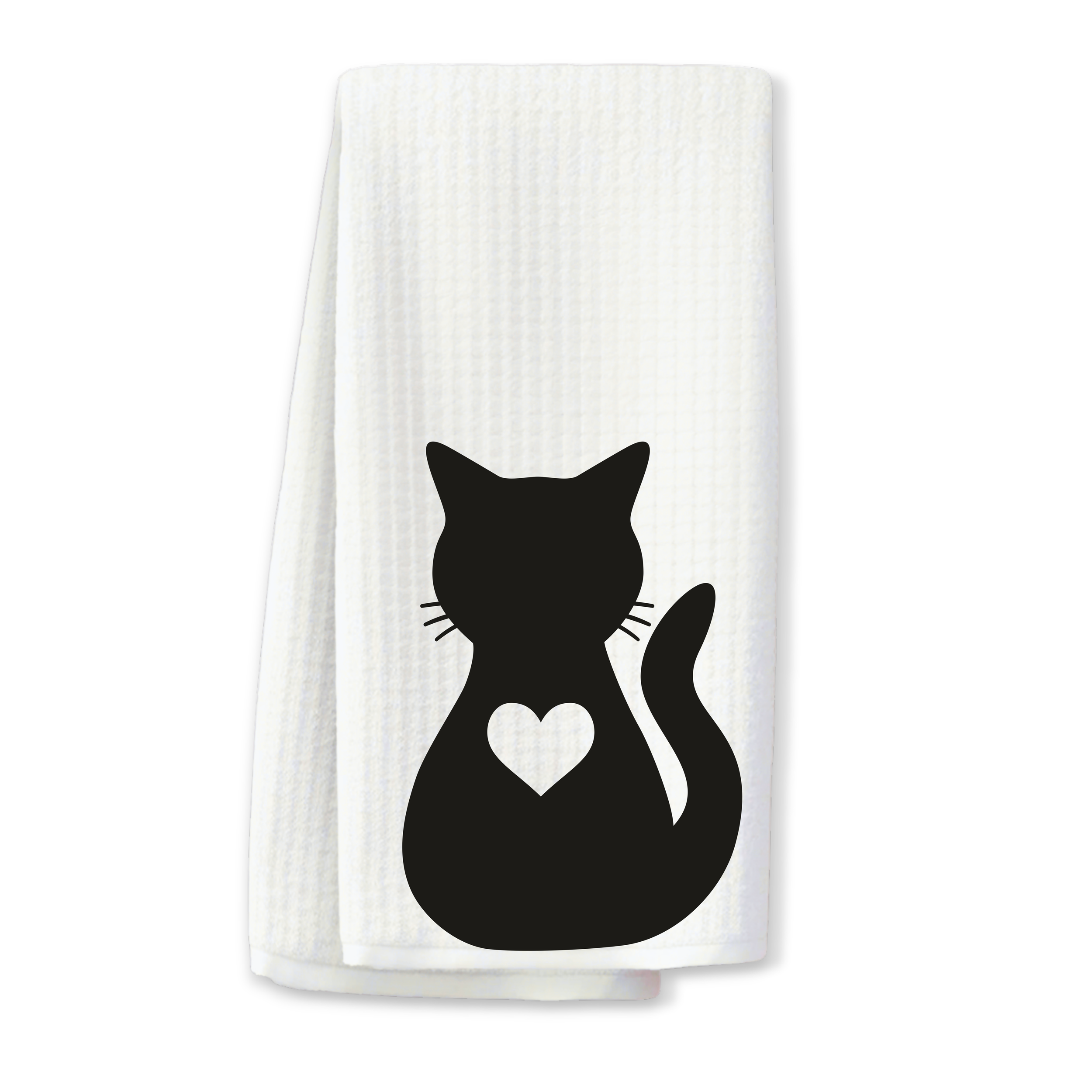 Black Cat Silhouette Kitchen Towel