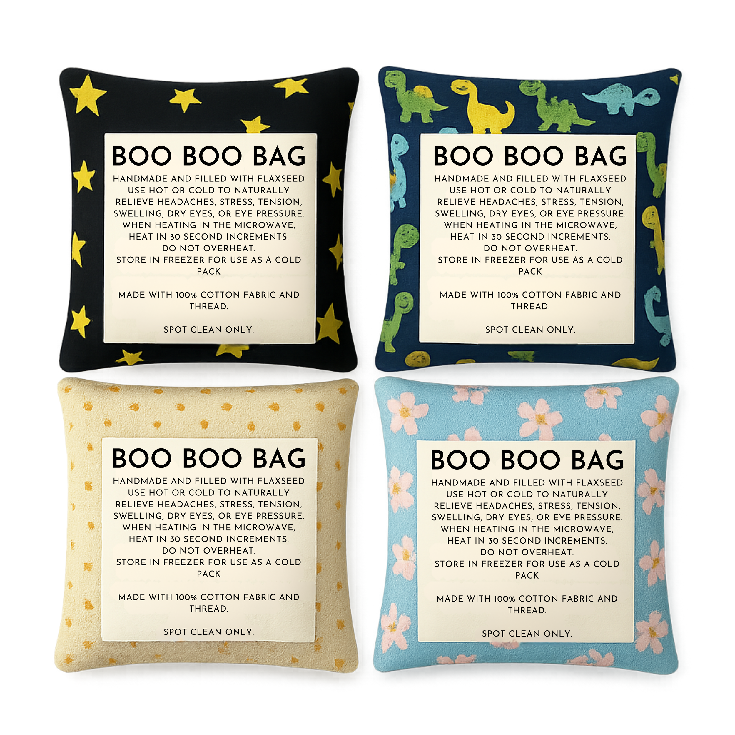 SET OF 2 Reusable Hot & Cold Flaxseed Packs for Kids