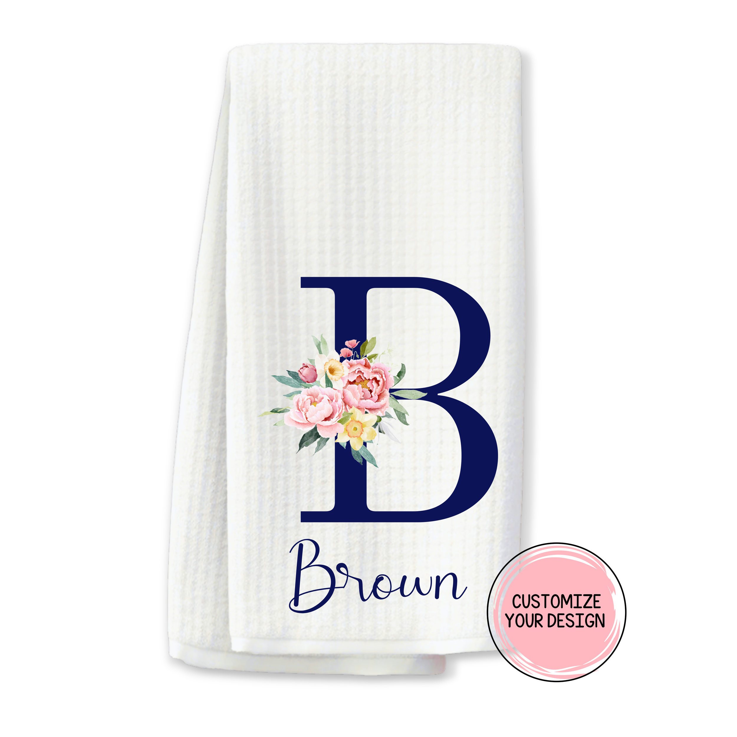 Monogramed Floral Kitchen Towel