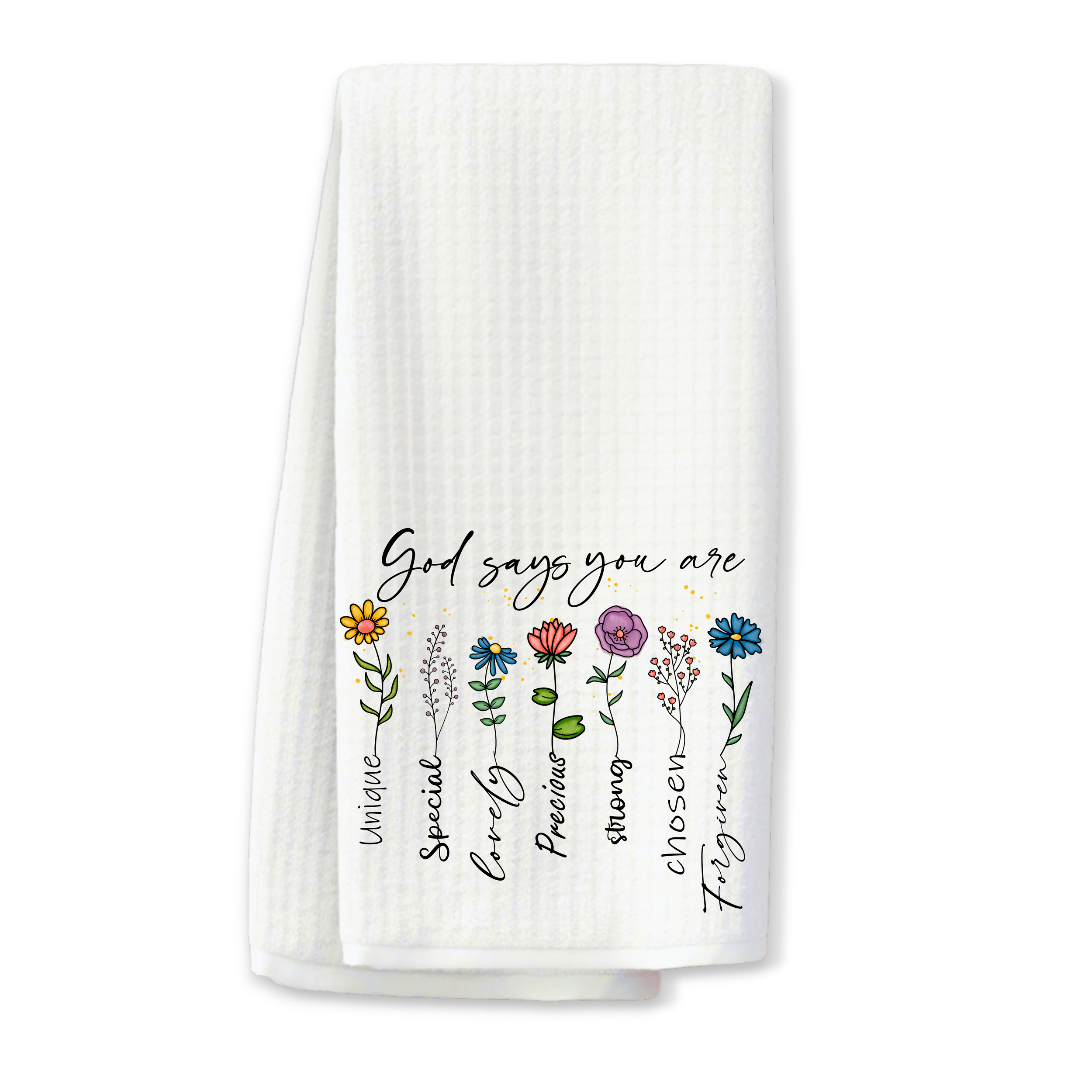 "God Says You Are" Wildflower Kitchen Towel