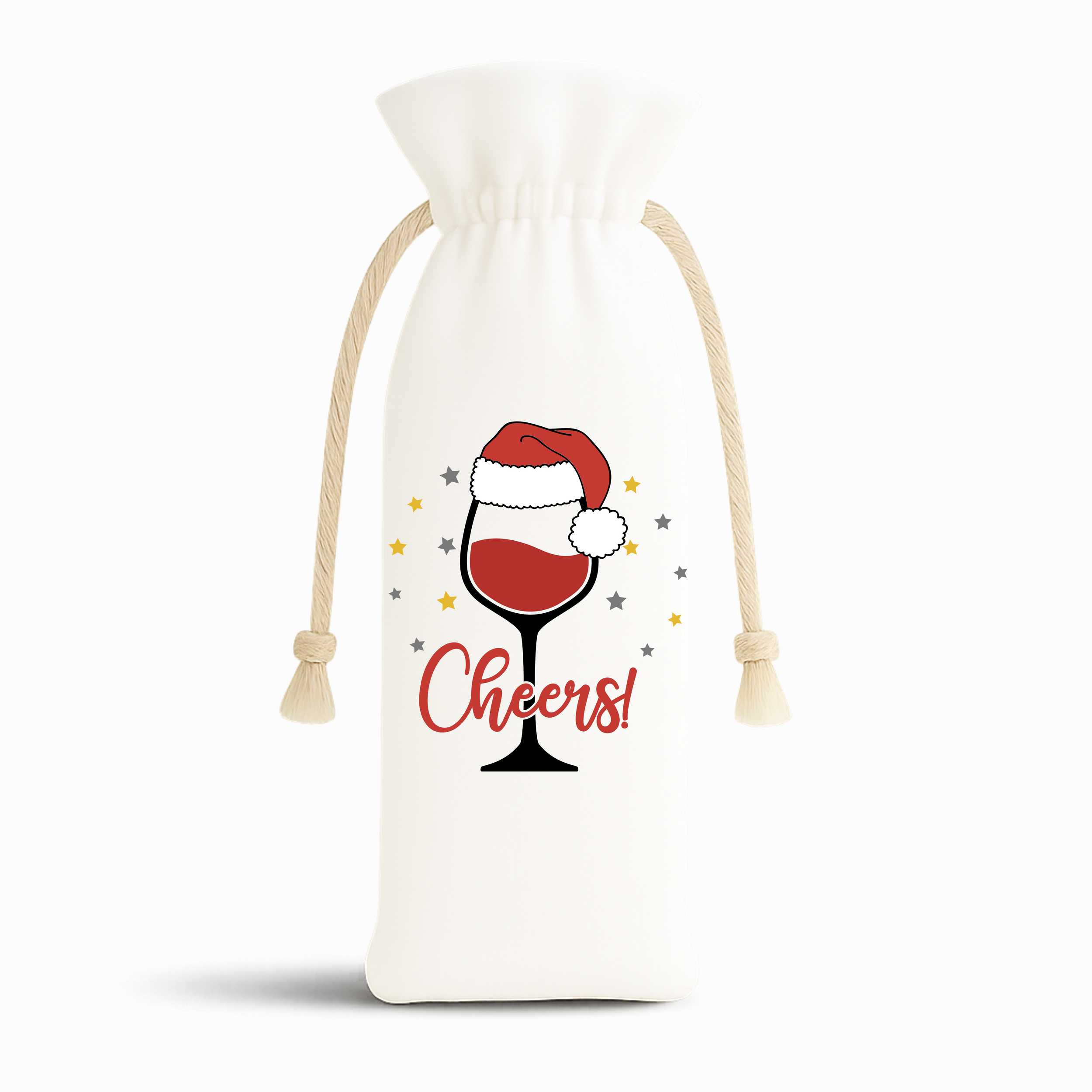 Santa Hat "Cheers" Reusable Wine Bag