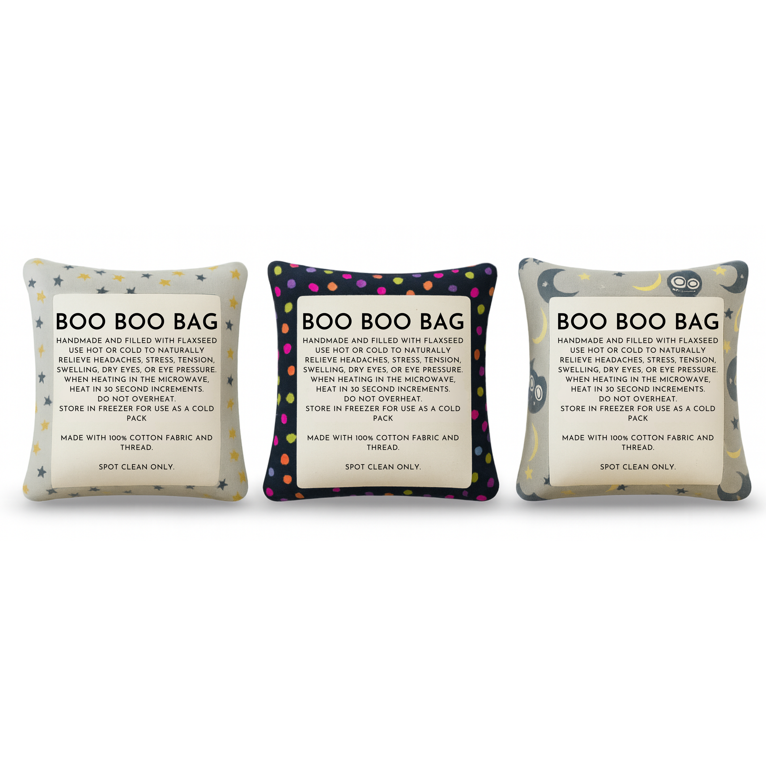 SET OF 2 Reusable Hot & Cold Flaxseed Packs for Kids