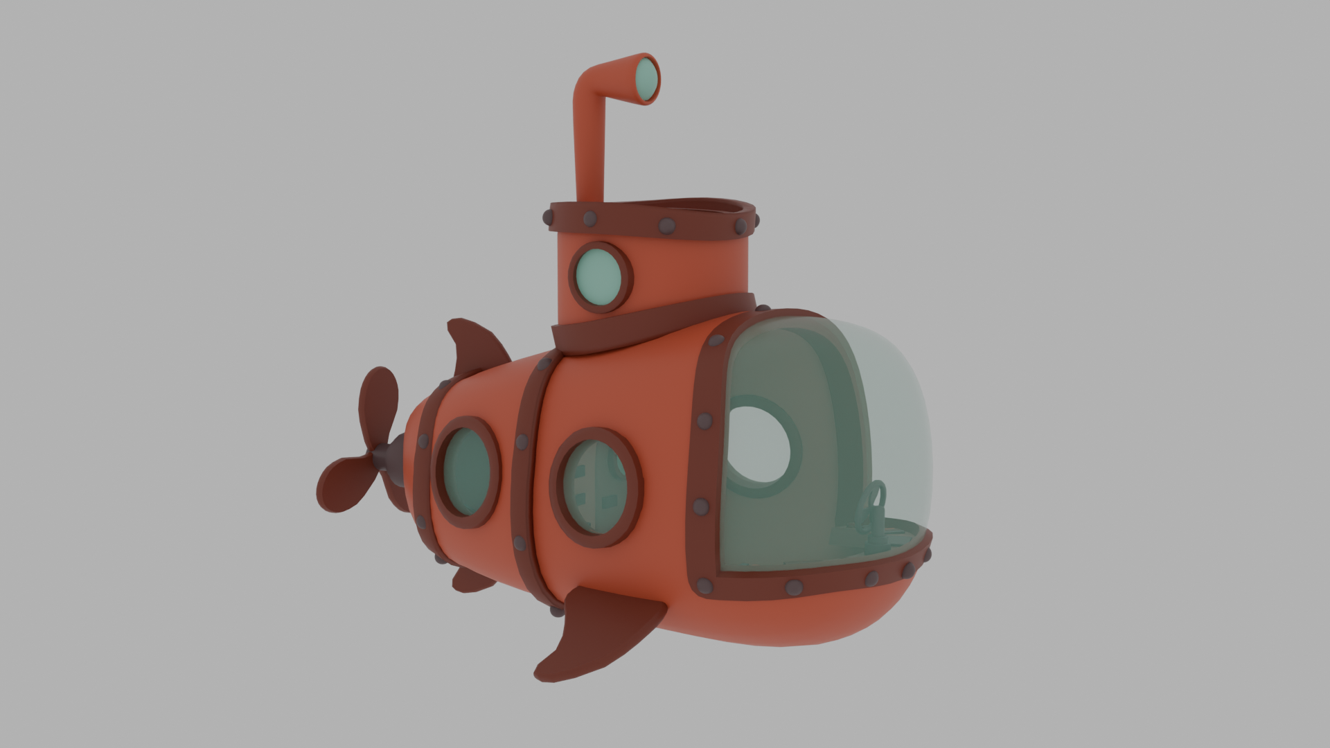 3/4ths view of submarine model