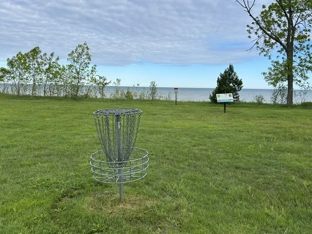 Hole 18's Basket gives you a great view of Lake Erie.
