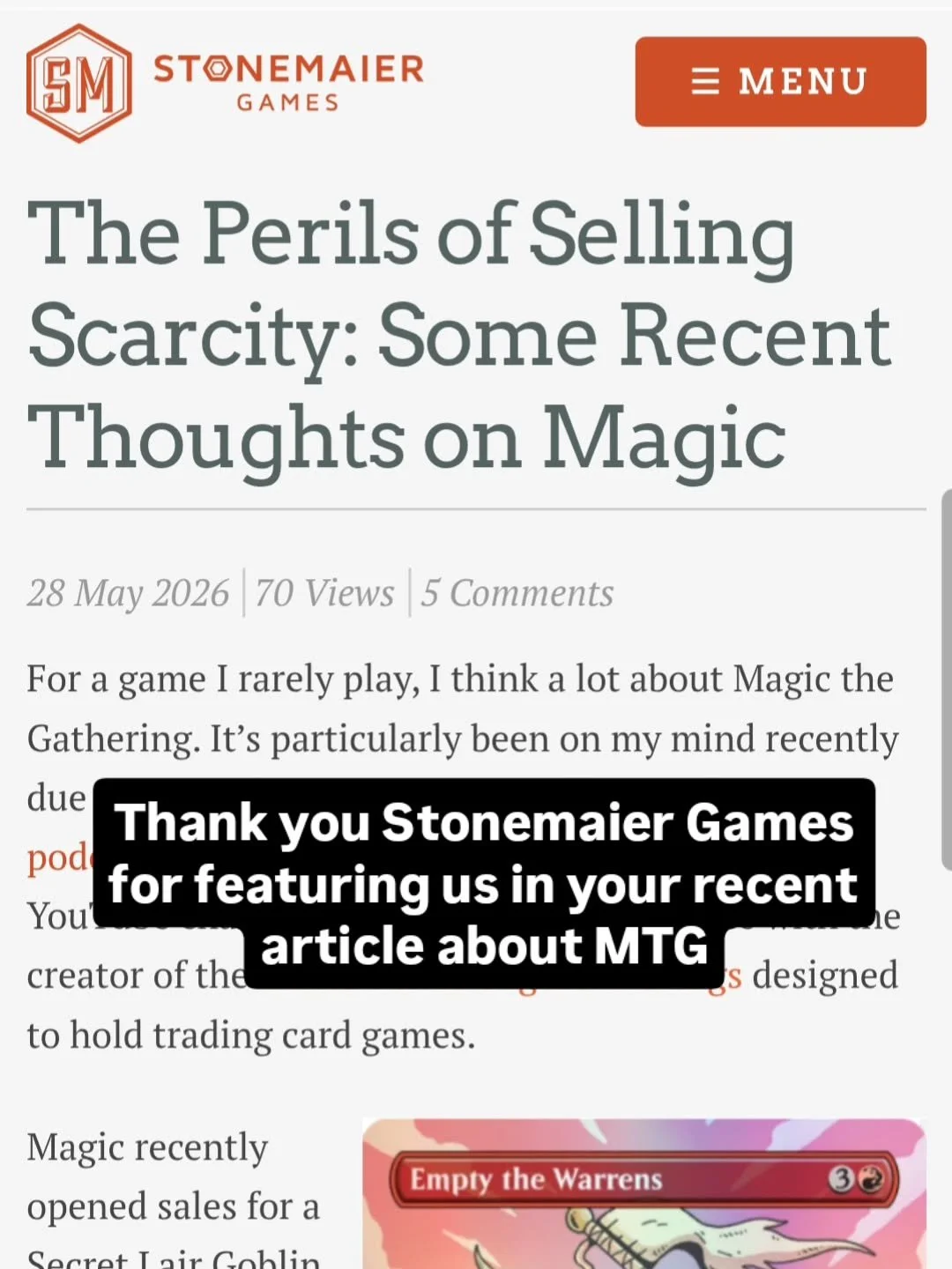 🎒 Your cards are worth thousands. Why are you still carrying them in a repurposed camera bag? 👇

When our founder, Tim Heck, moved to Riverside, California, he dove headfirst into the local D&amp;D and Magic The Gathering communities.

But he notic