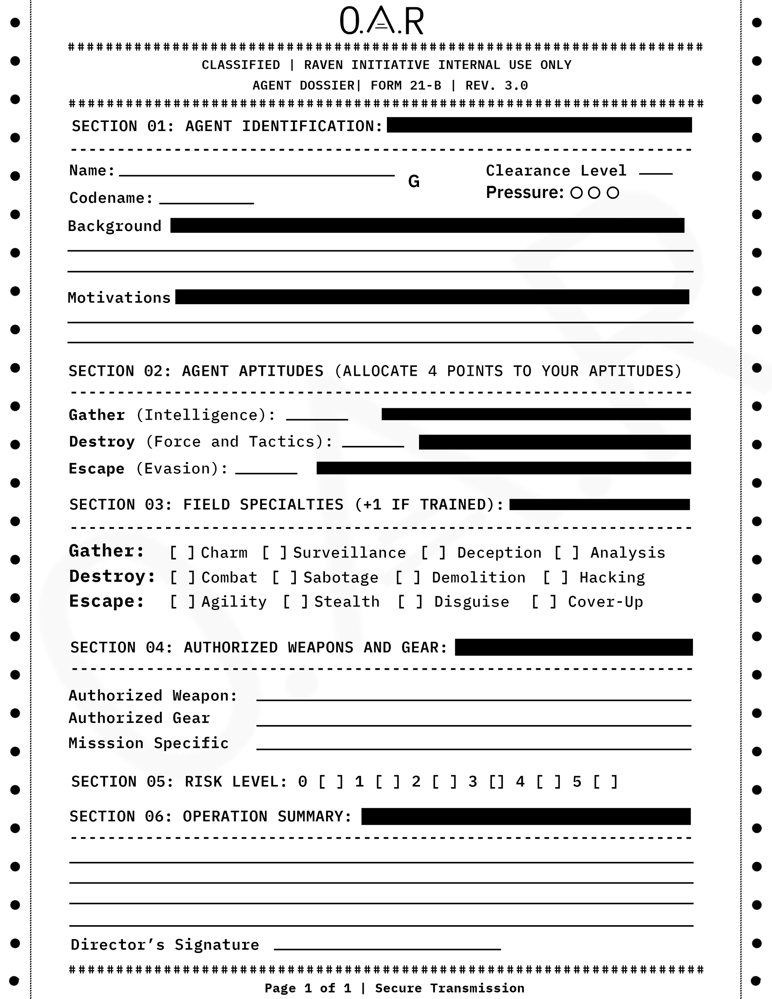 O.A.R. internal systems preview