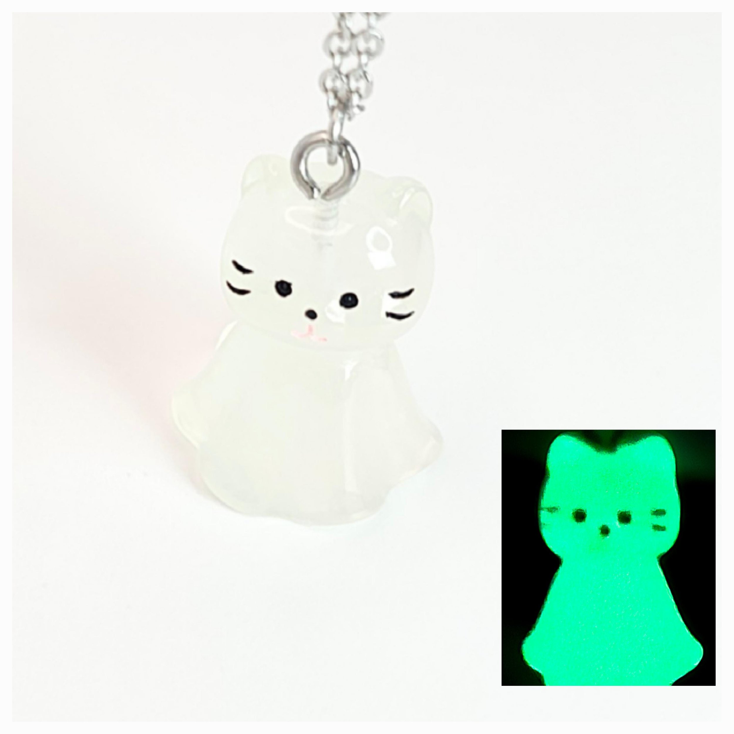 Glow in the Dark Luminous Cat Necklace Dainty Adjustable Steel Chain