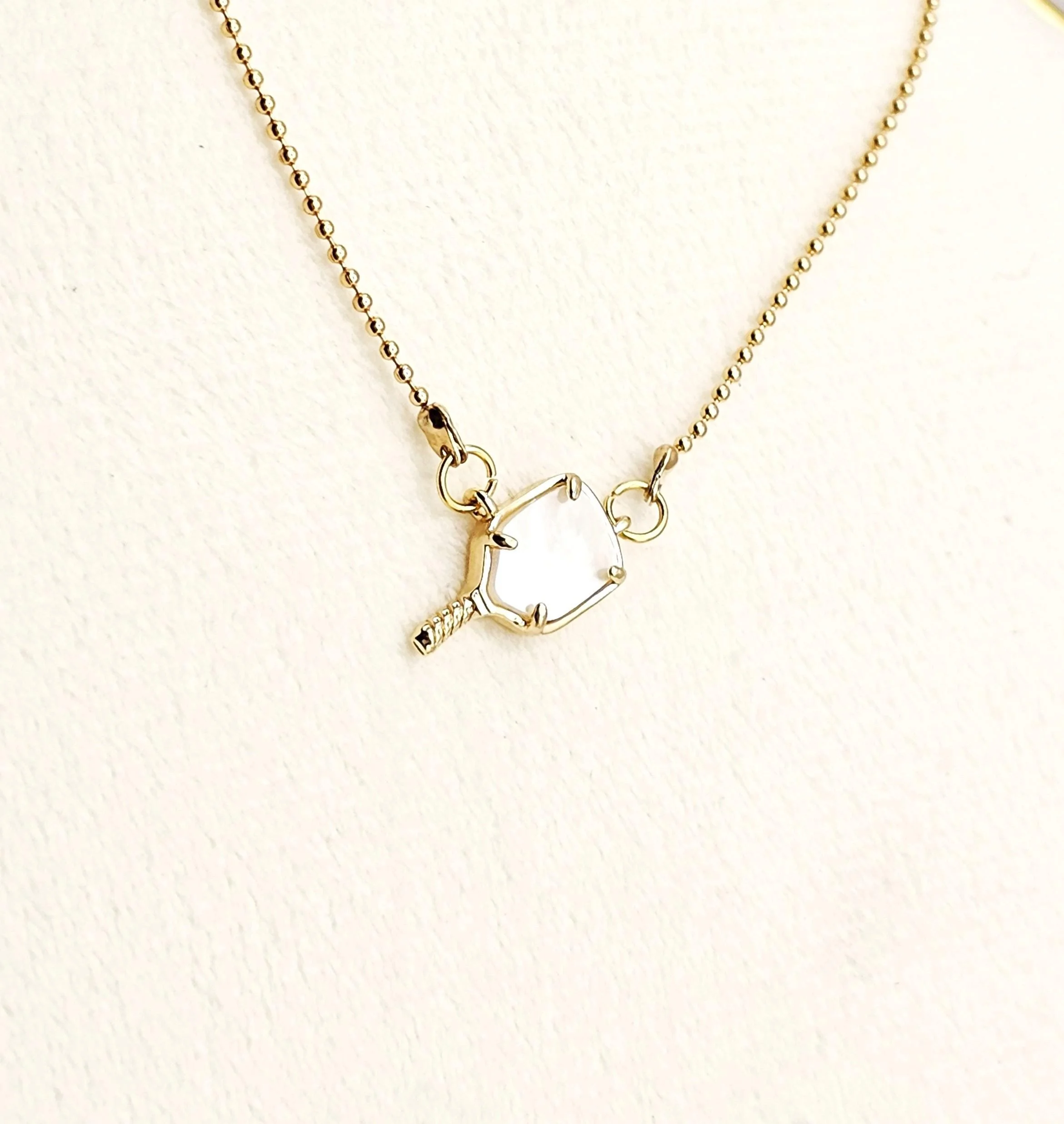 pickleball necklace pendant - mother of pearl pickleball racket charm - adjustable chain - gift for pickleball lover - pickleball gift - gold or silver pickleball jewelry