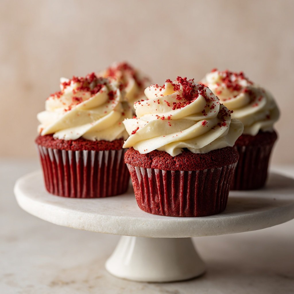 Crimson Cream Cupcakes