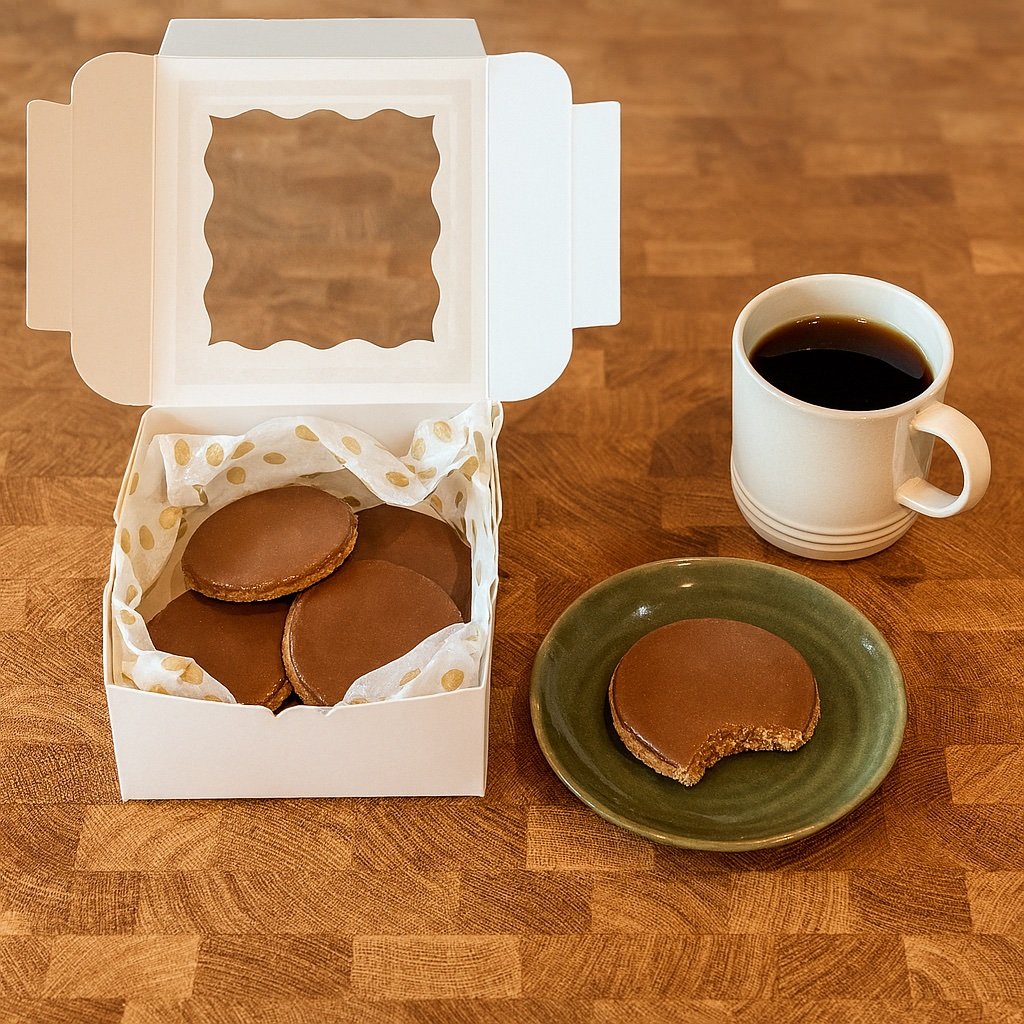 Espresso-flavored sugar cookies with icing. Custom cookies by Gourmet Layers