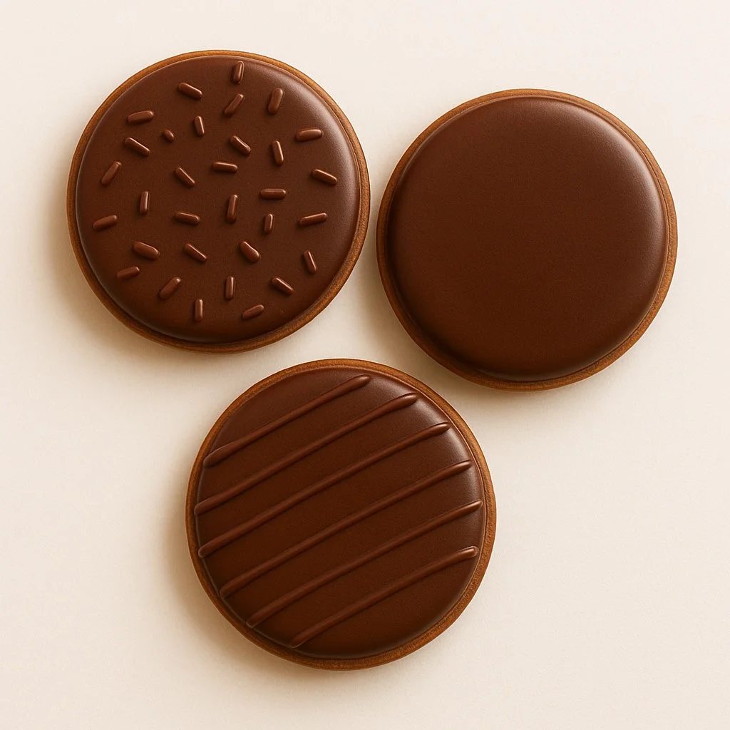 Chocolate sugar cookies with chocolate glaze $45/dozen