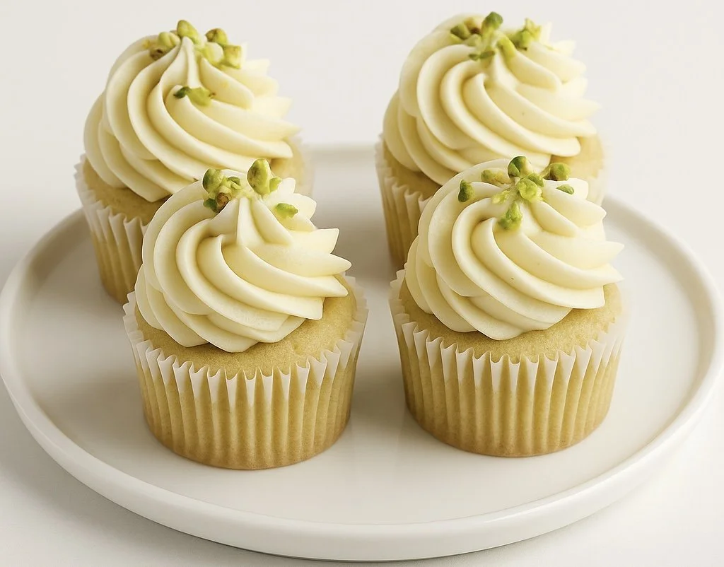 "Golden Pistachio" Fragrant vanilla pistachio cupcakes layered with luscious vanilla buttercream. $48/dozen
✅ Gluten-Free Option Available