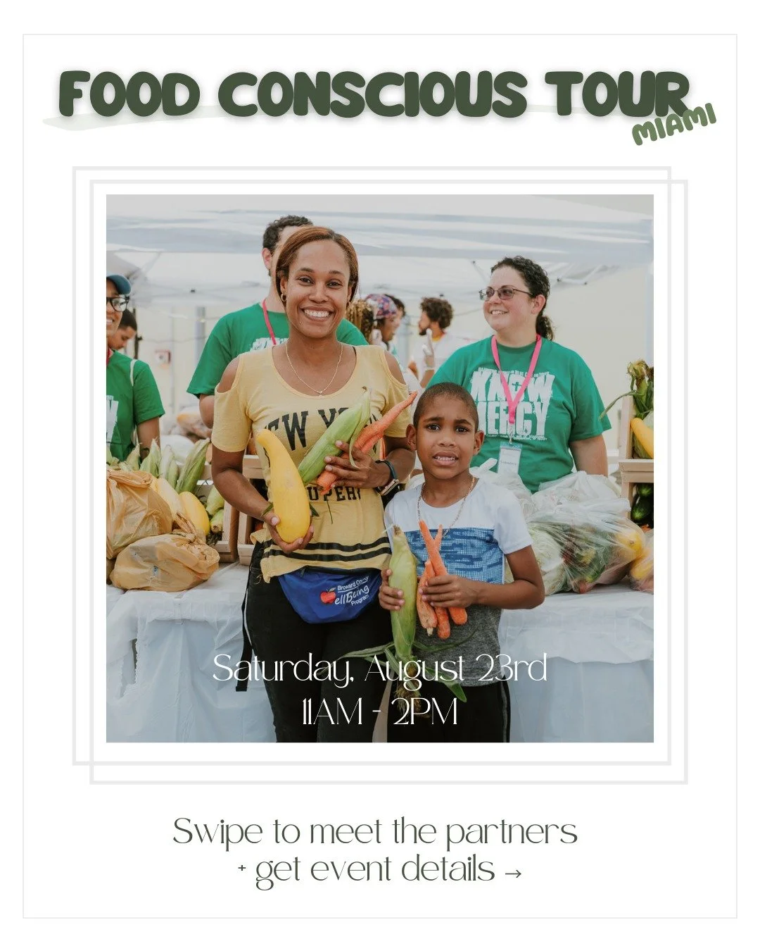 The countdown is on for the 6th Annual Food Conscious Tour &ndash; Miami!

On Saturday, August 23rd, more than 20 incredible partners will come together at Sherbondy Park in Opa-Locka for a free community event filled with:
&bull; Cooking demos
&bull