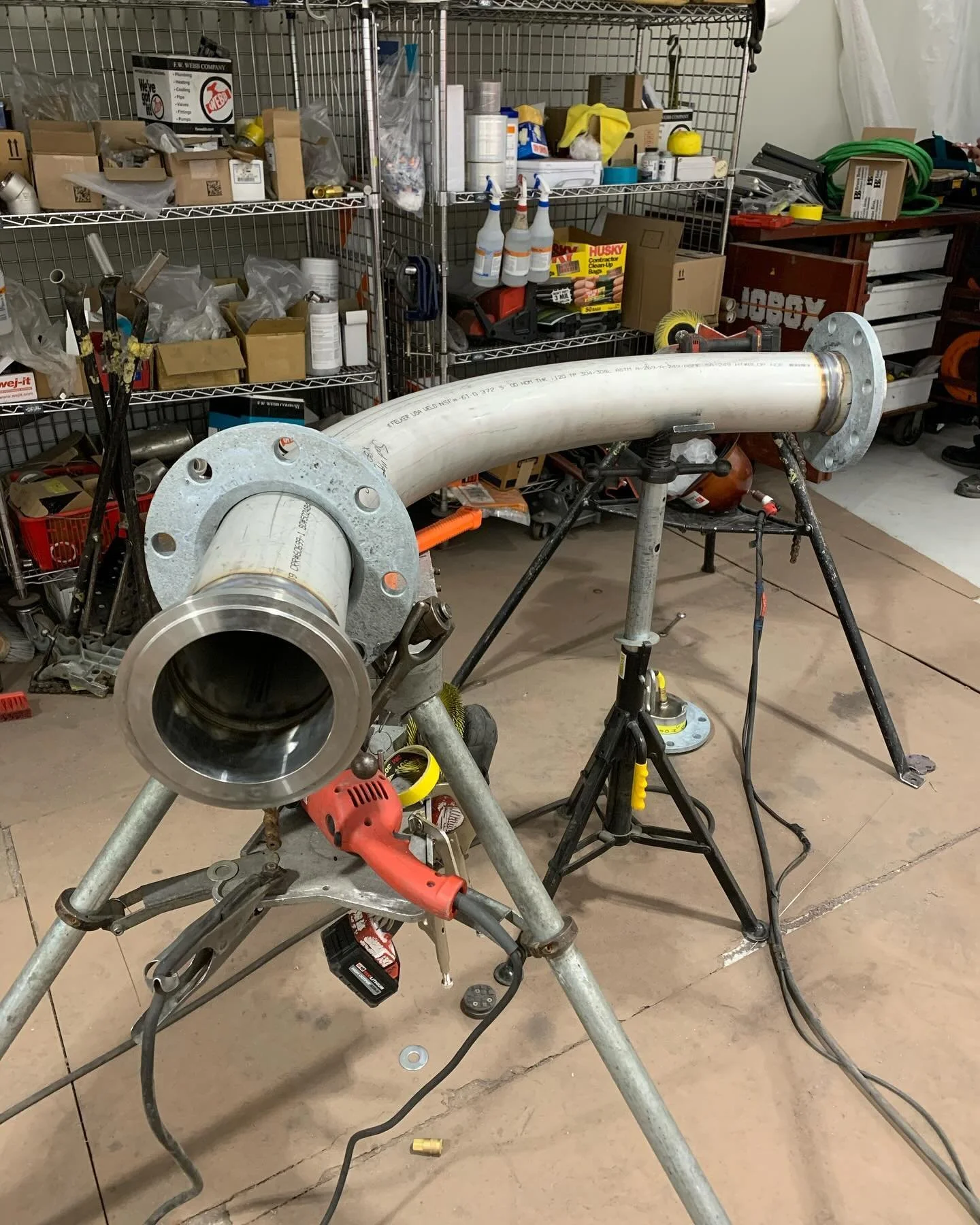 Welding on some more stainless pipe this week. Customer wants all the welds polished out but we still put in a good root.