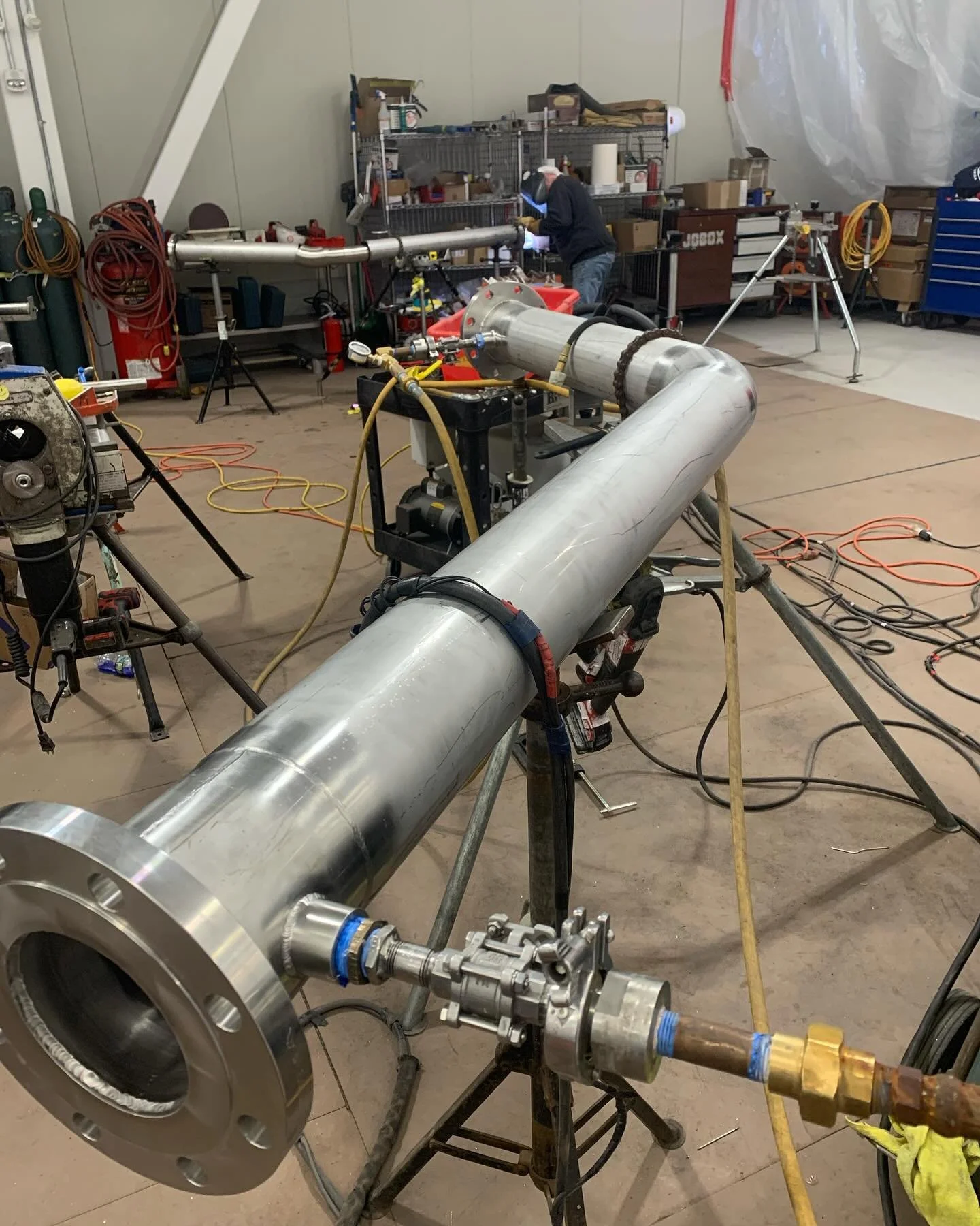 Hydro test on some 5x6 jacketed pipe for a chocolate factory