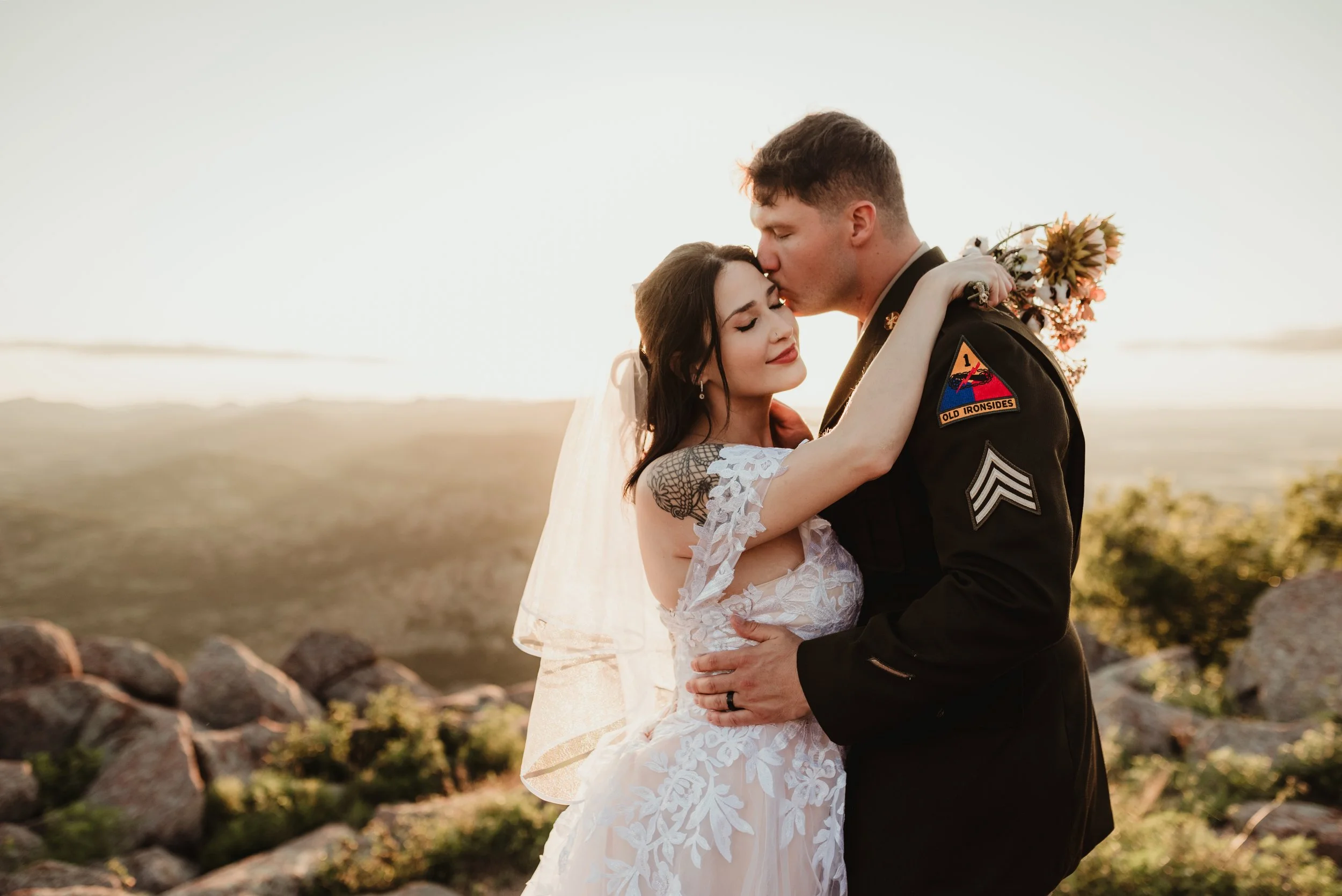 Wichita Wildlife Refuge Styled Military Elopement Session, Mount Scott Oklahoma