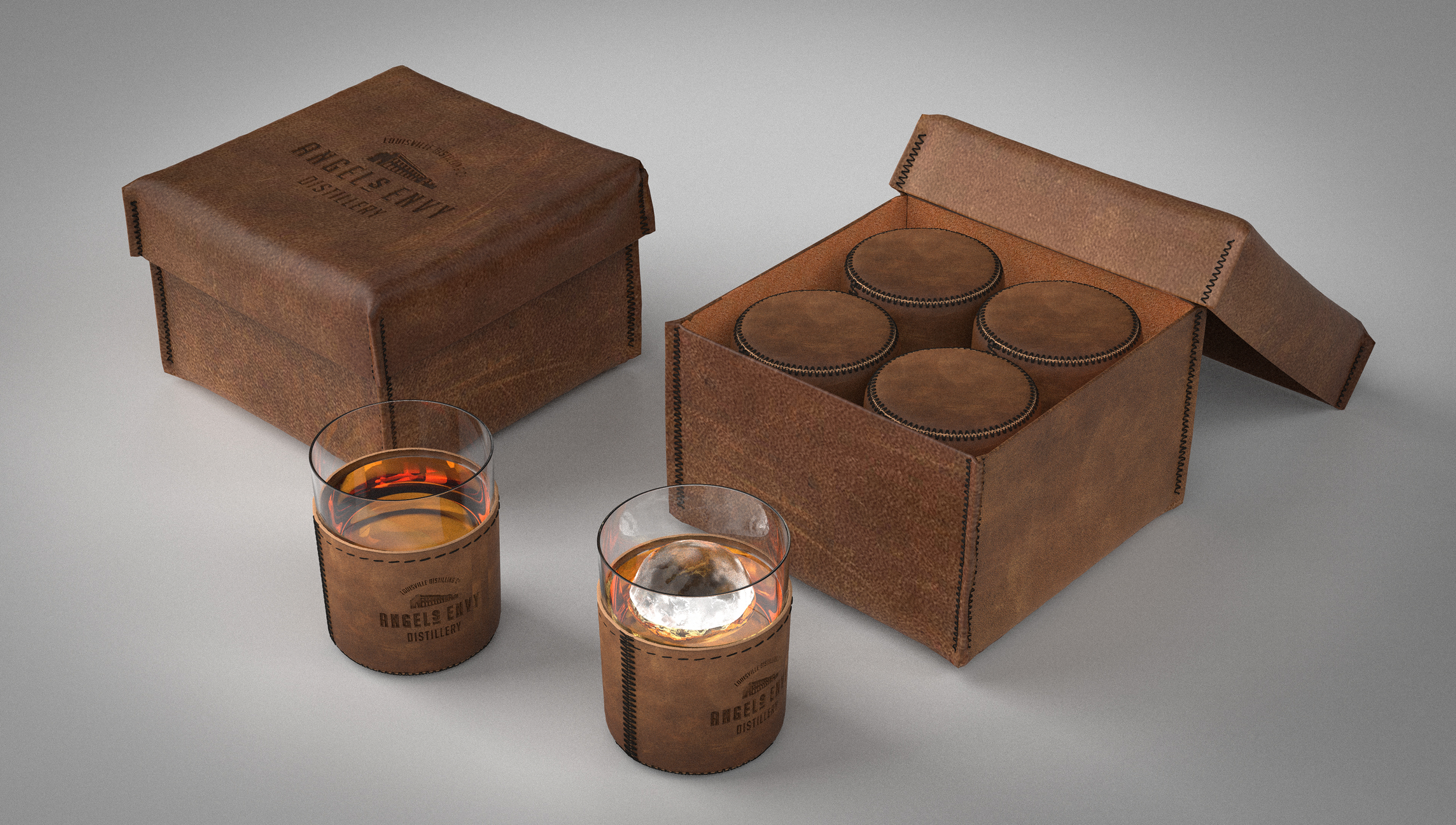 Angel's Envy Leather Glass Set