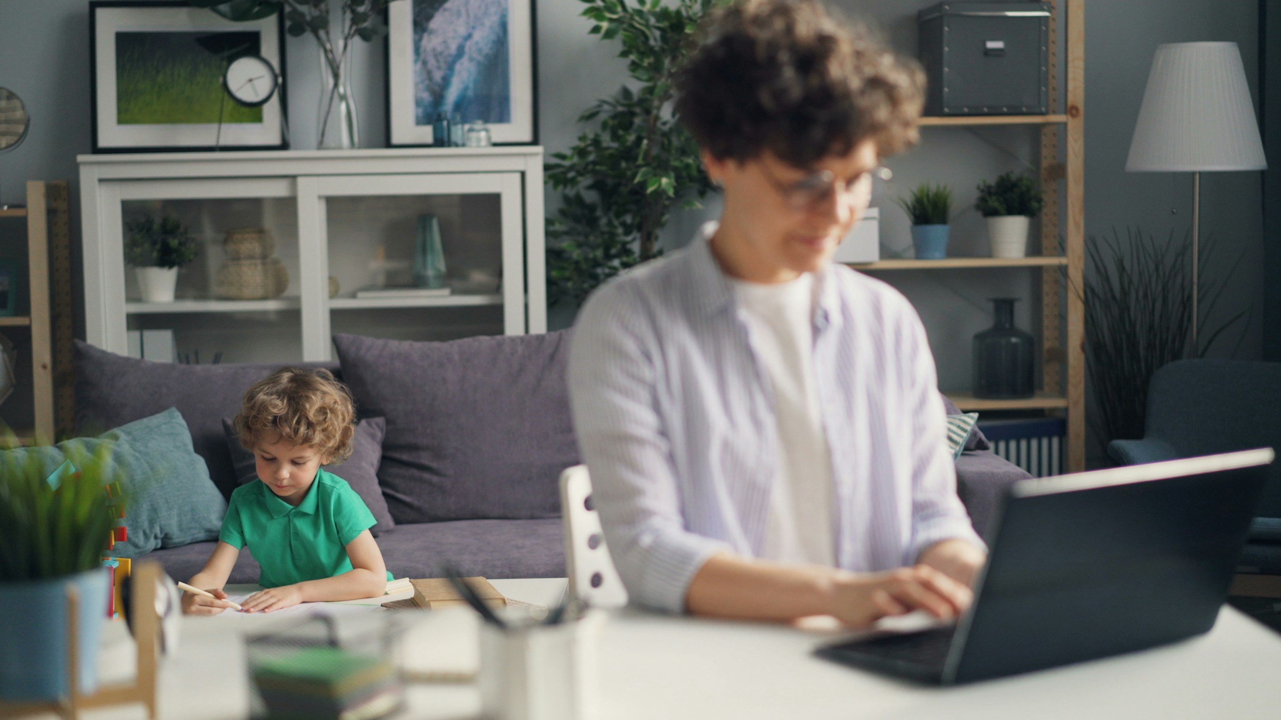 Mother navigating the mental load and task-switching between career and parenting in Silicon Valley