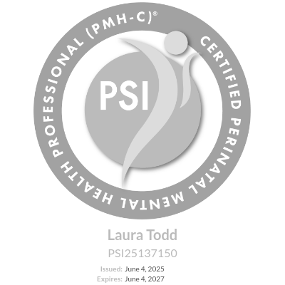 PMH-C Certified Perinatal Mental Health Specialist – Laura Todd, LPCC, providing specialized therapy for postpartum anxiety and maternal mental health.