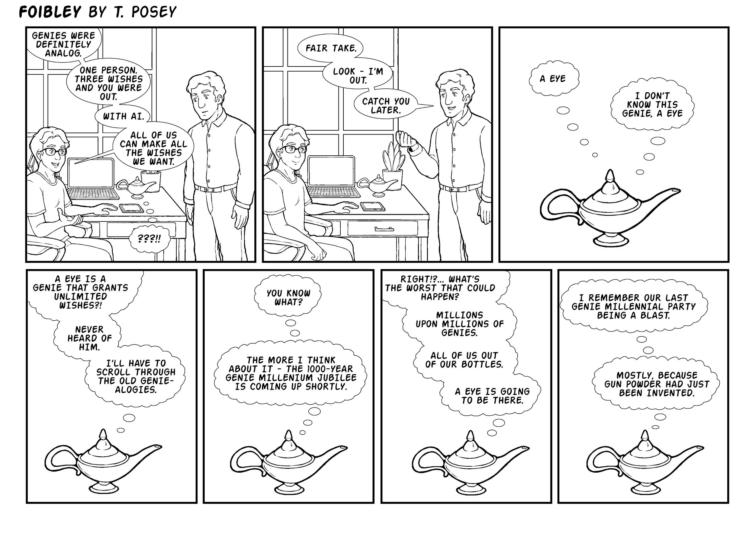 Back in the office, the conversation shifts from wishes to something called AI.