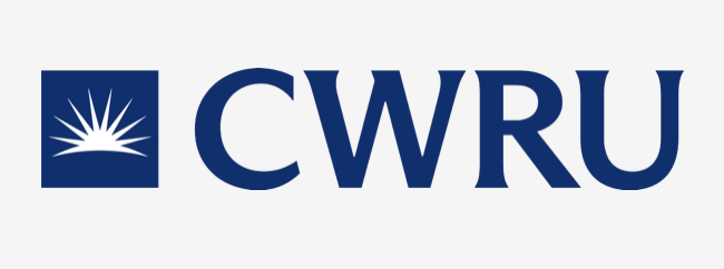 CWRU logo with a stylized sunburst symbol