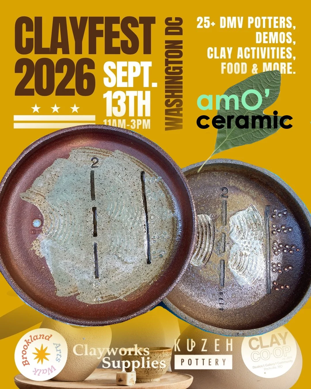 Join us at the Arts Walk on Sunday, September 13 from 11 AM&ndash;3 PM for a family-friendly showcase featuring potters from across the DMV.

Explore handmade ceramics, meet the artists behind the work, and celebrate the creativity of our local potte