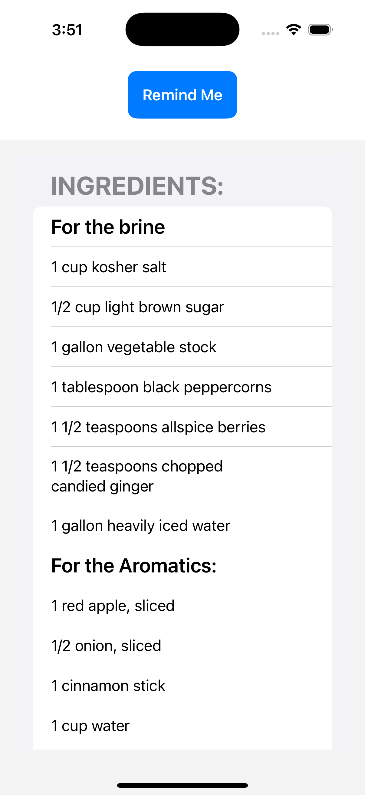 Thanksgiving Prep App
