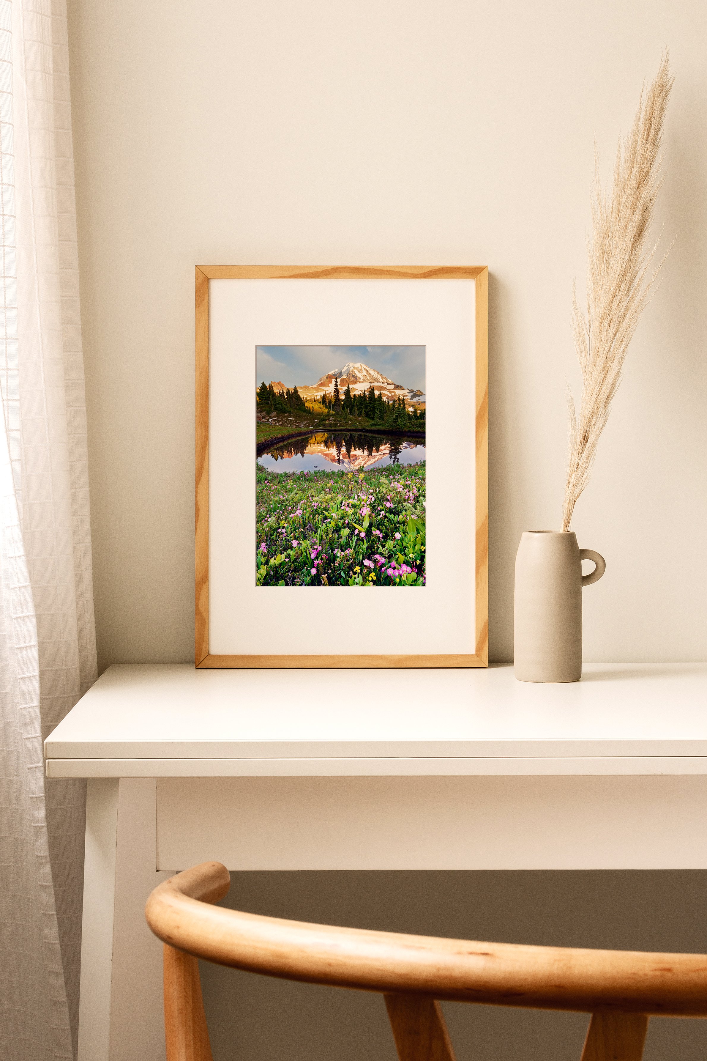Fine art print of a profusion of wildflowers blooming in subalpine meadow below Mount Rainier, Mount Rainier National Park, Washington