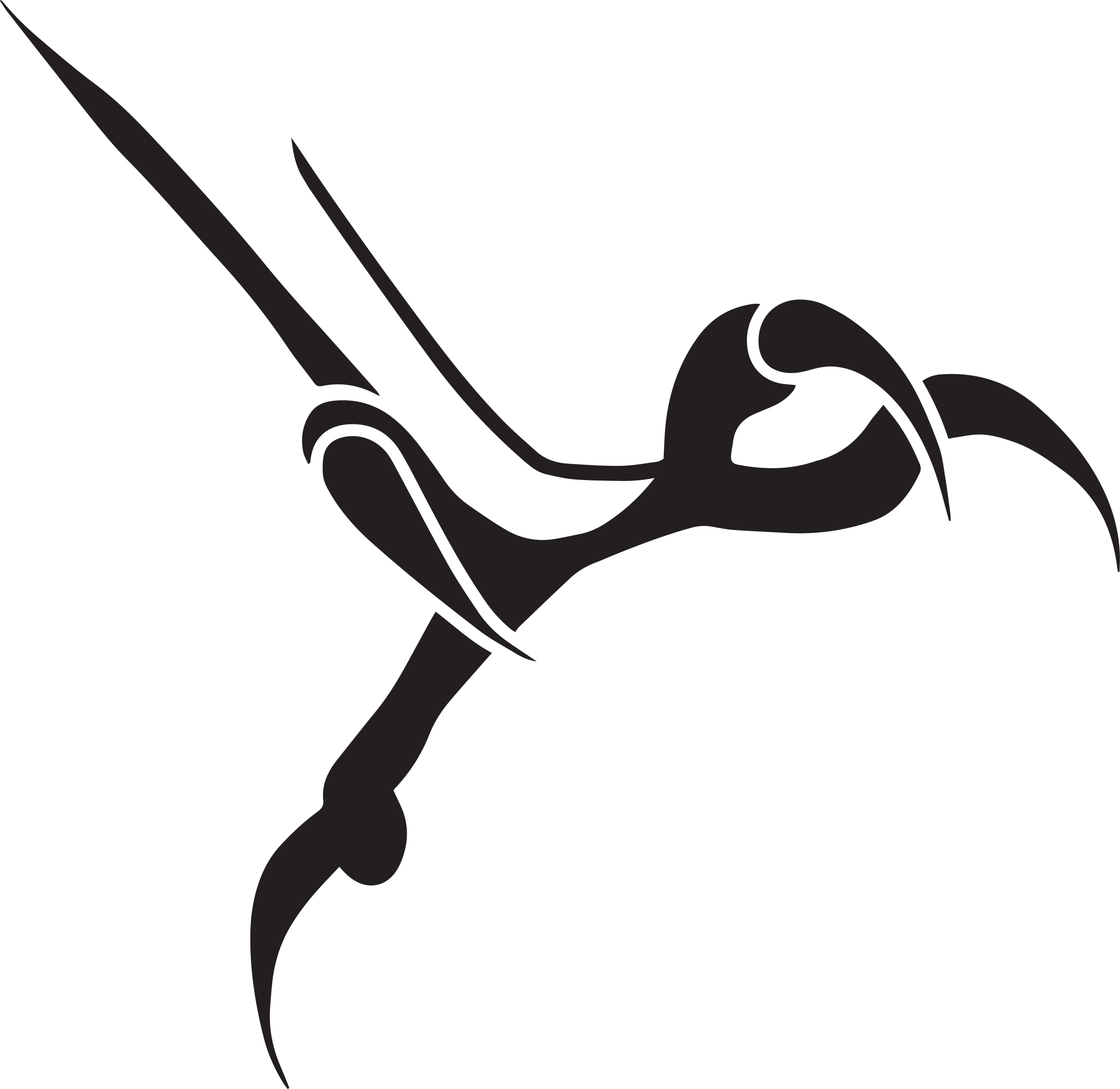 Black and white stylized logo of a bird's talon.