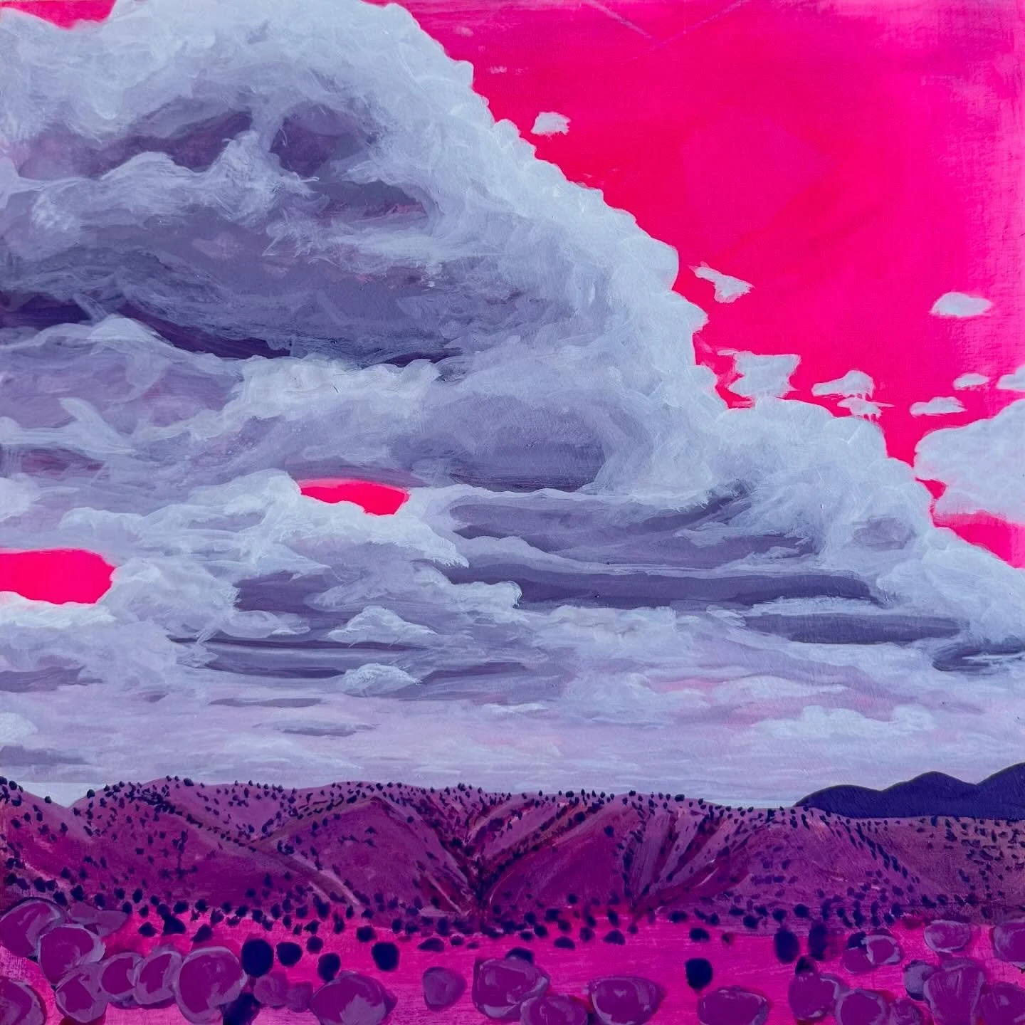 The show is coming down! One more day. If you missed it come by @wildflowerplayhouse tomorrow (Sunday) between one and two. I&rsquo;ll be in the gallery and I&rsquo;d love to see you!  xoxox 
.
.
.
.
.
#abstractlandscape #pink #taosartist
#newmexicoa