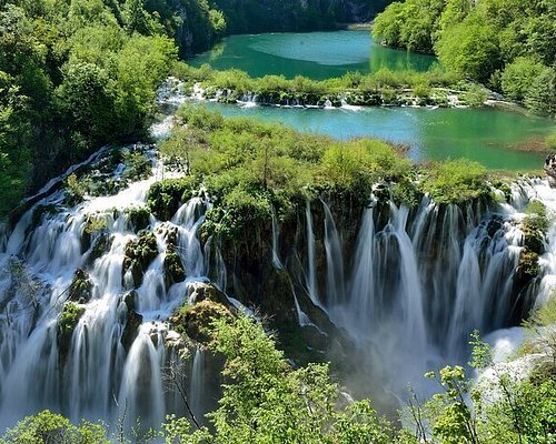 Cascading waterfalls at Plitvice Lakes National Park