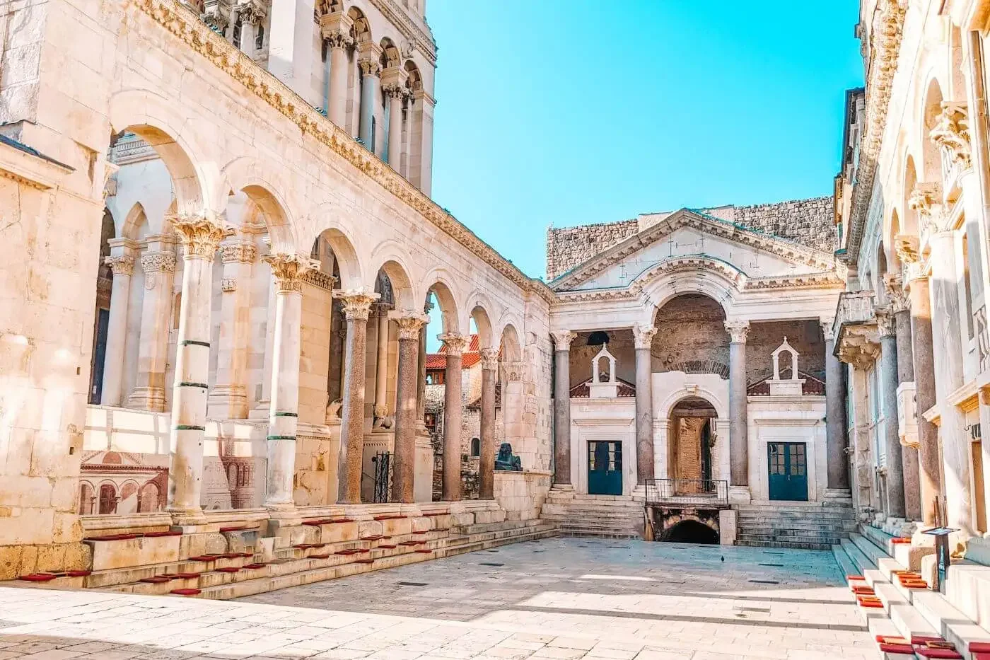 Diocletian Palace in Split, stone walls and columns