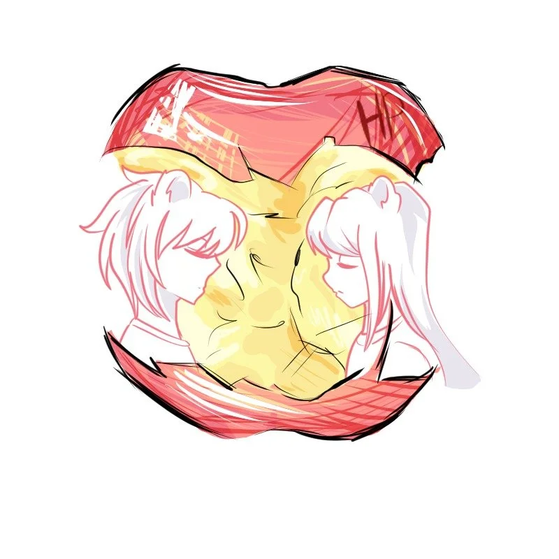 i'll come up with an edgy poem for this i promise

did the apple meme with anna and damien :&gt;

it's kinda rushed but i experimented with the rendering a bit- lmk your thoughts!!

#digitalart #art #drawing #illustration #artist #artwork #fanart #di