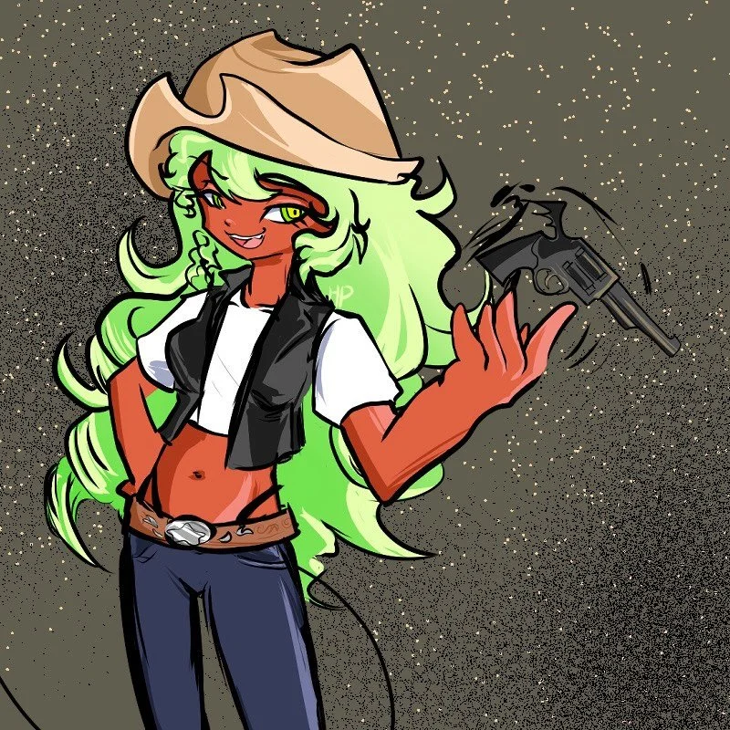 Scanty as a cowgirl I did last week(🤠gunslinger scanty)

Hopefully I can do some more versions of this with panty and stocking but rn? I got bigger cattle to catch(making an animated short for my final💀)

>also commission me on vgen so I got stu