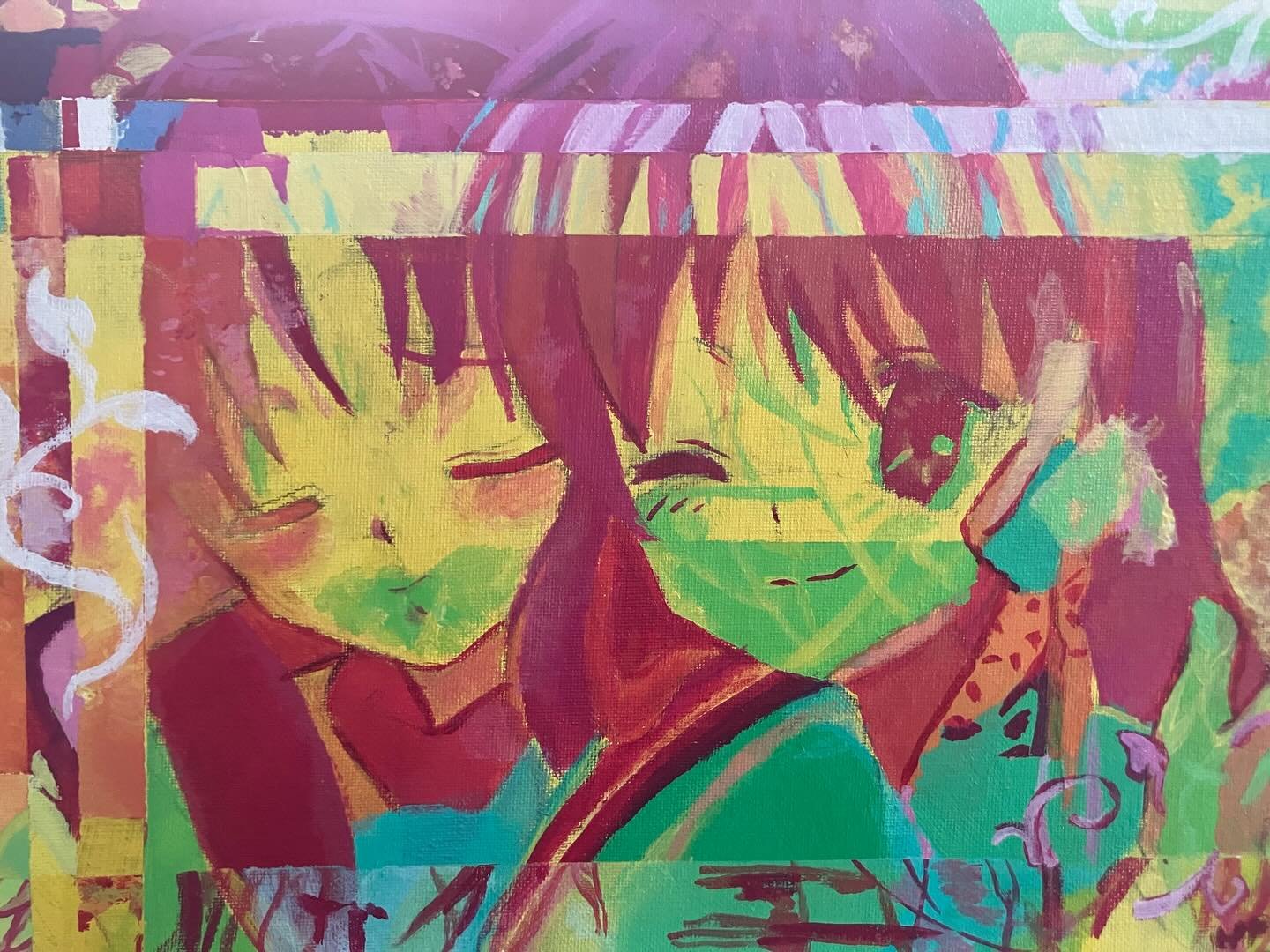 Together
9 x 12 in, acrylic on canvas

#glitchart #clannad #moe #canvasart #cutecore