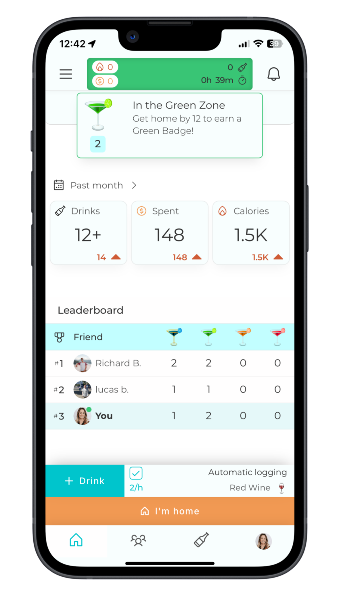Keep progress of your night on the app