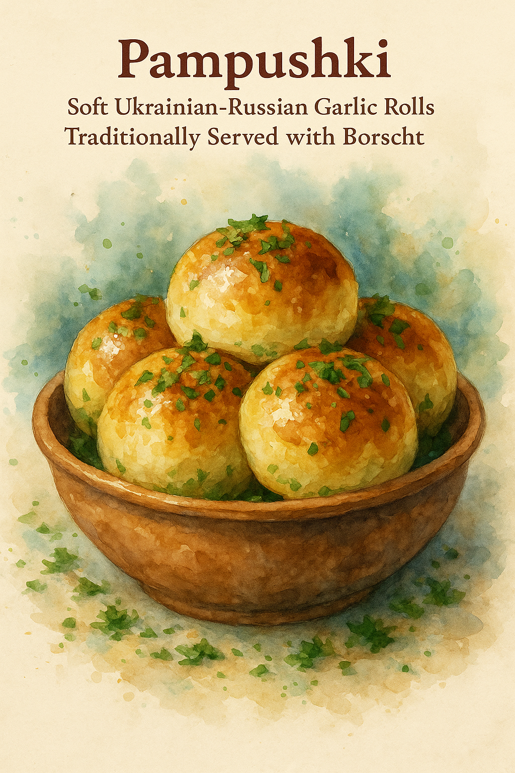 Sourdough Pampushki (Fluffy Garlic Bread Rolls for Borscht or Snack Time) 🧄🍞