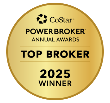 2025 CoStar Power Broker award winner, top broker, Admiral Real Estate Services